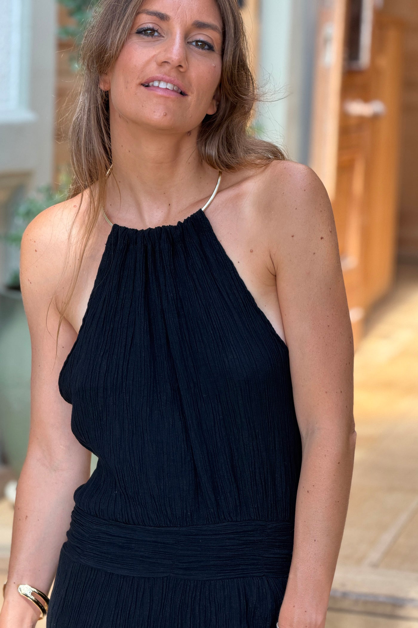 Black Ring Neck Goddess Dress