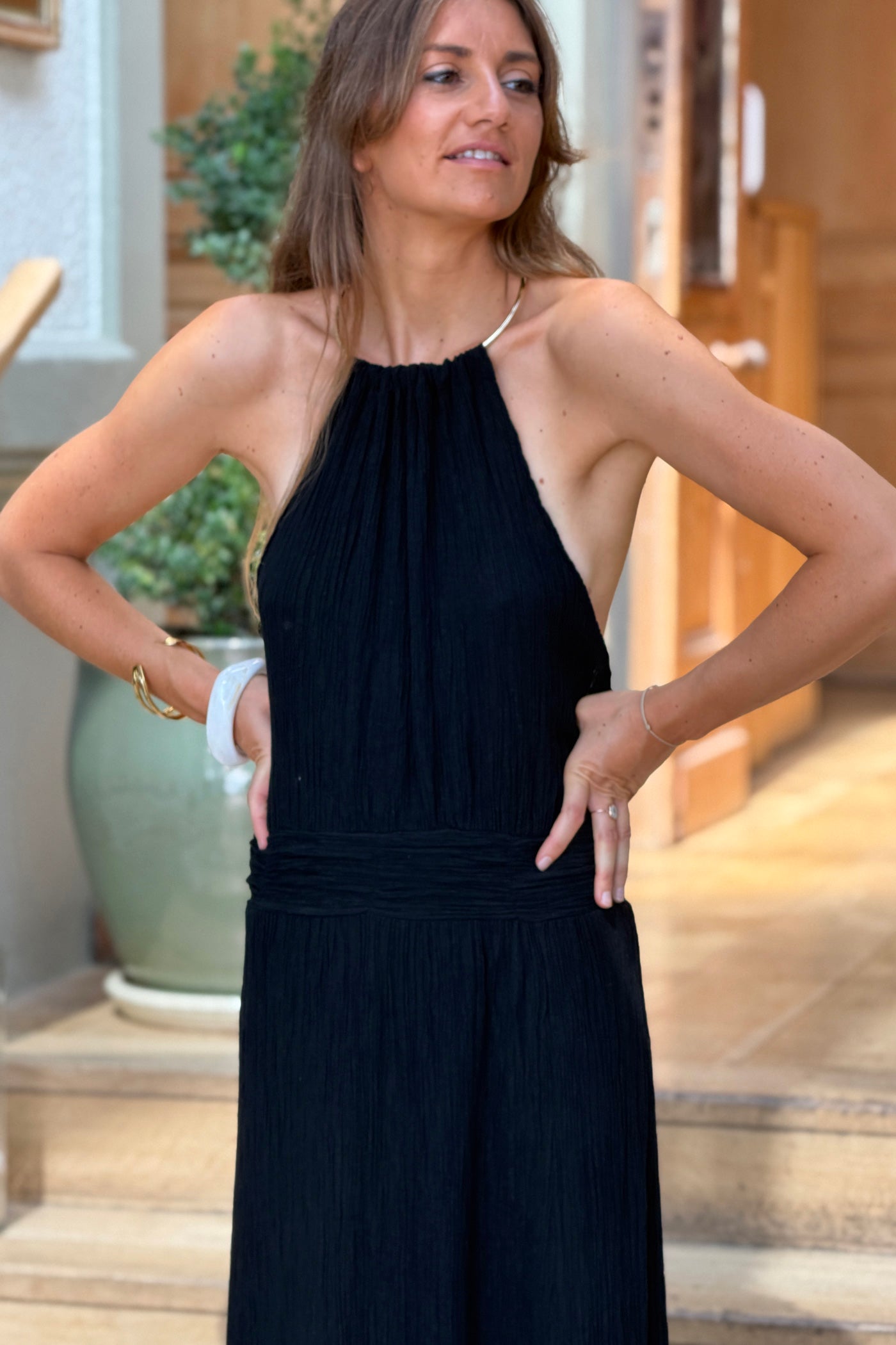 Black Ring Neck Goddess Dress