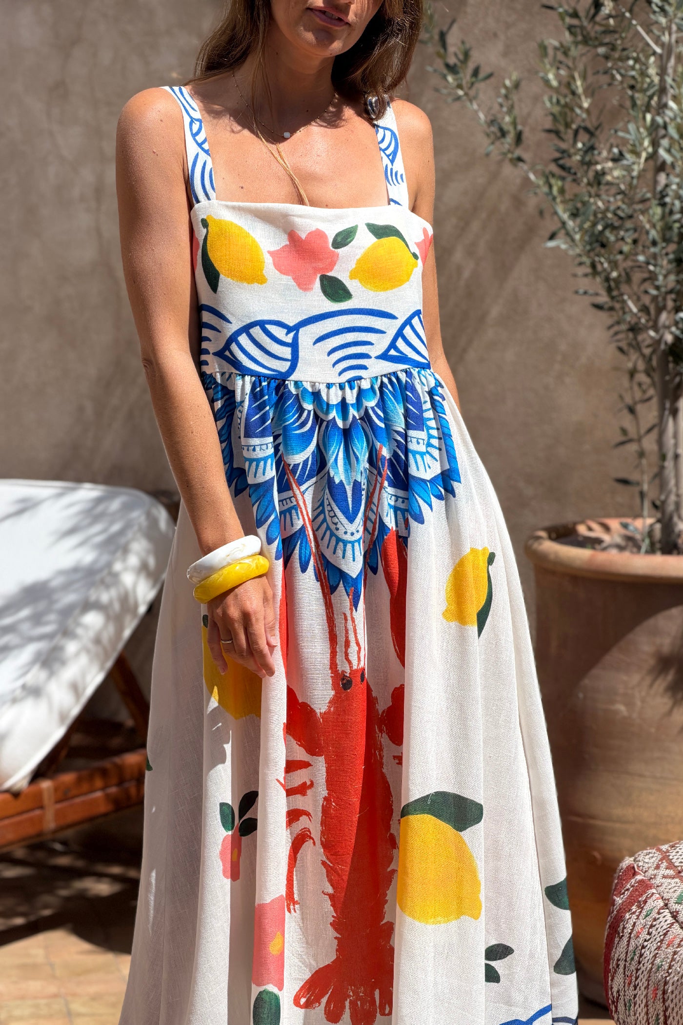 Off White Mediterranean Vibes Seaside Sun Dress