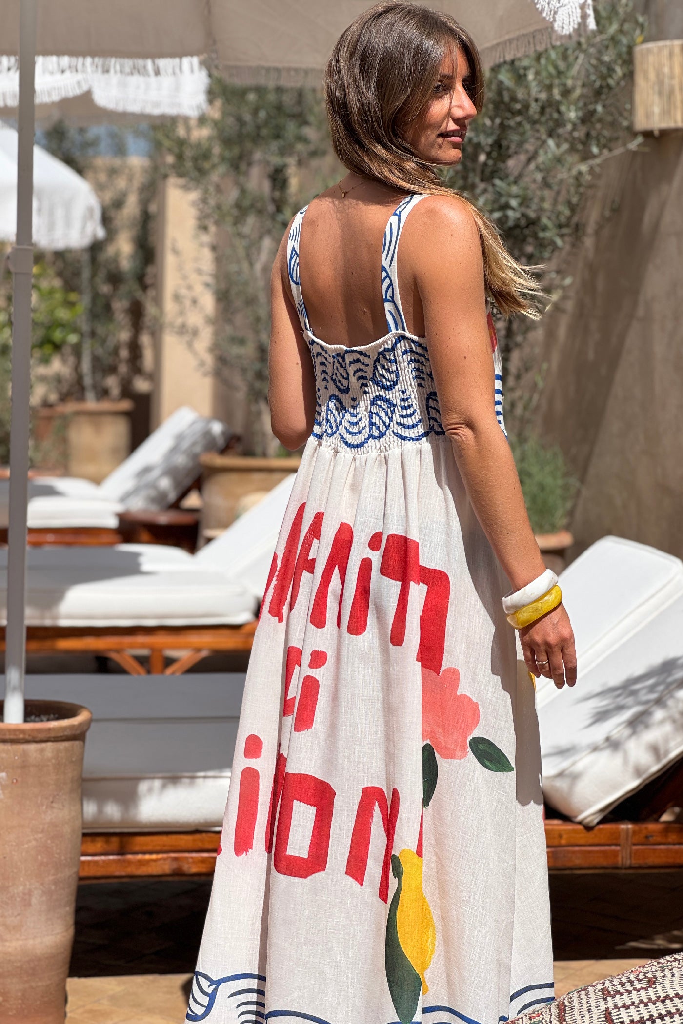 Off White Mediterranean Vibes Seaside Sun Dress