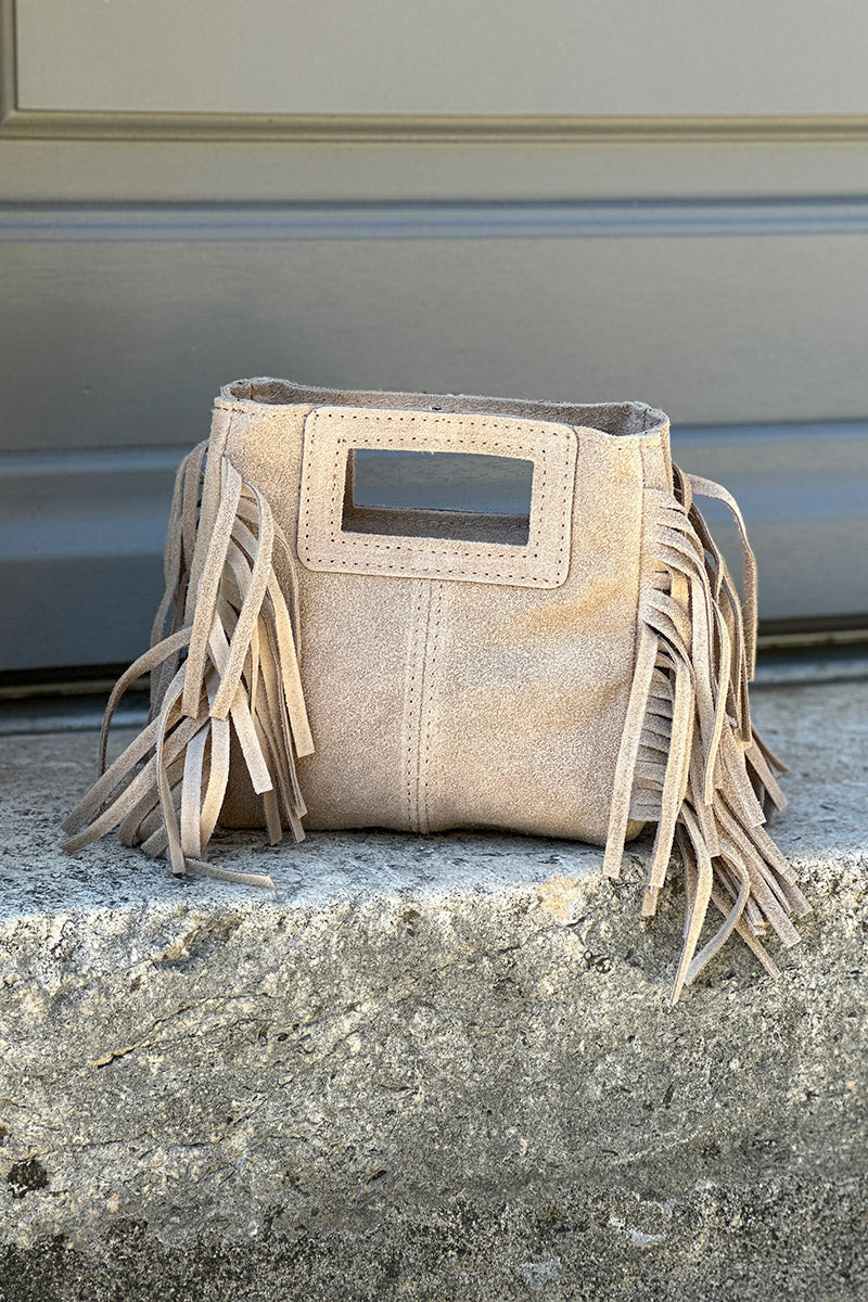 Cream Suede Fringe Bag