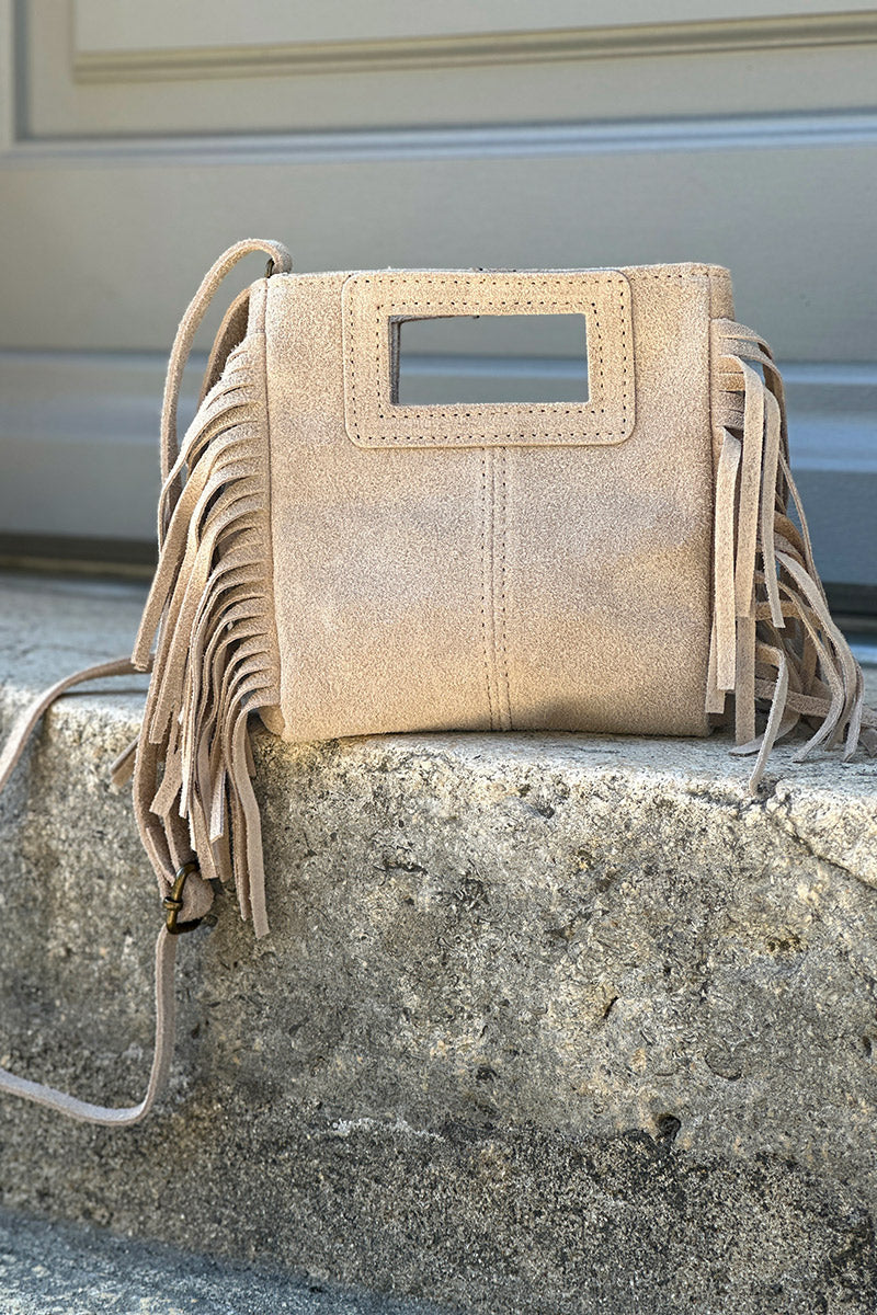 Cream Suede Fringe Bag