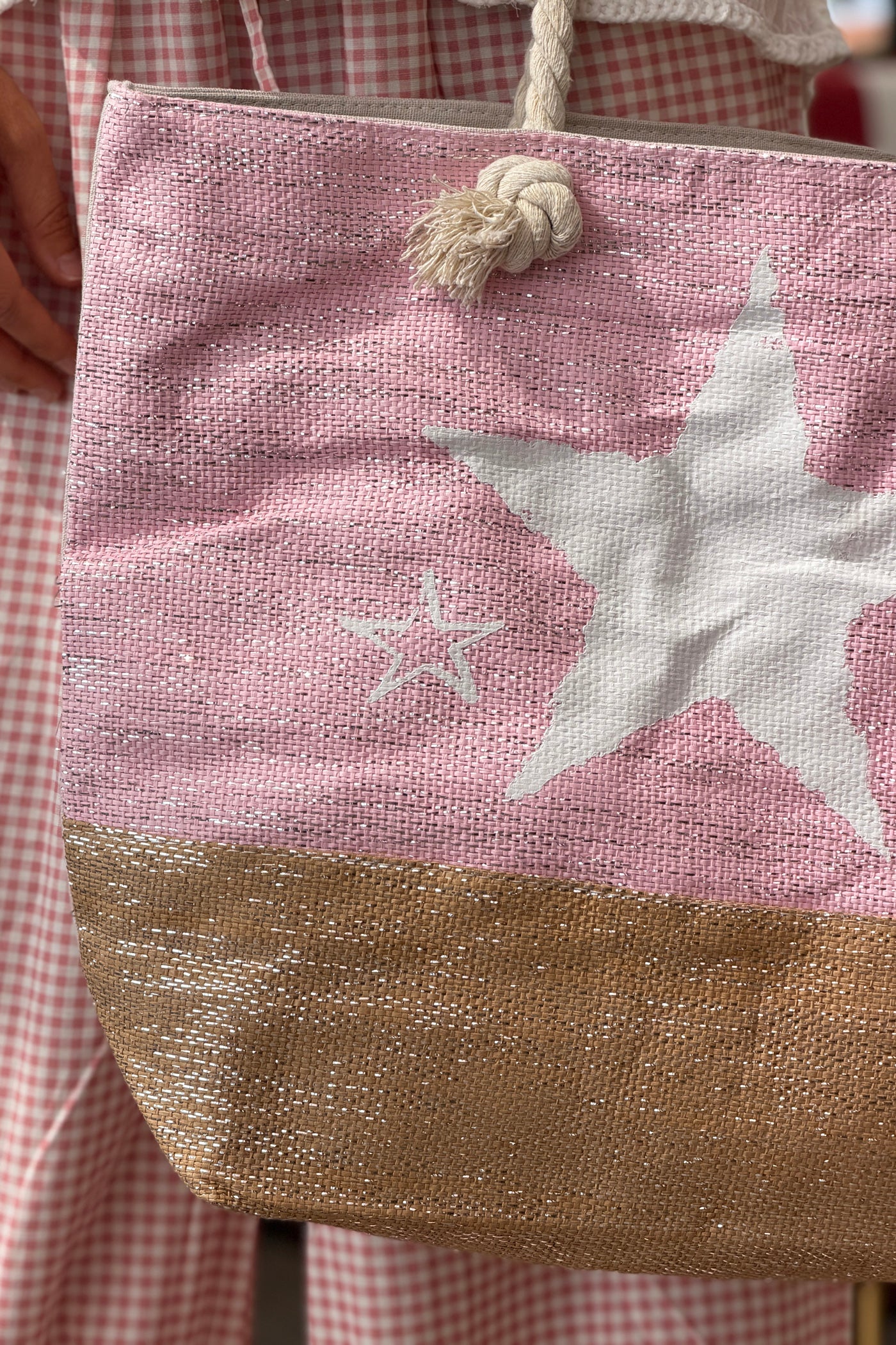Pink Beach Star Woven Tote