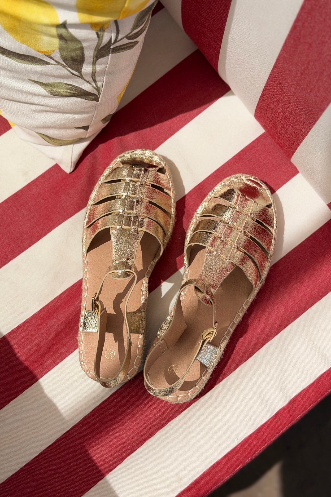 Gold Gladiator Espadrille Sandals