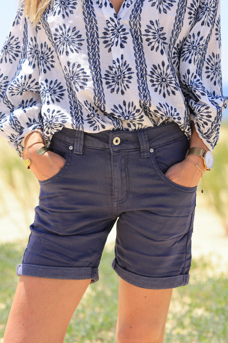 Navy blue comfort stretch shorts