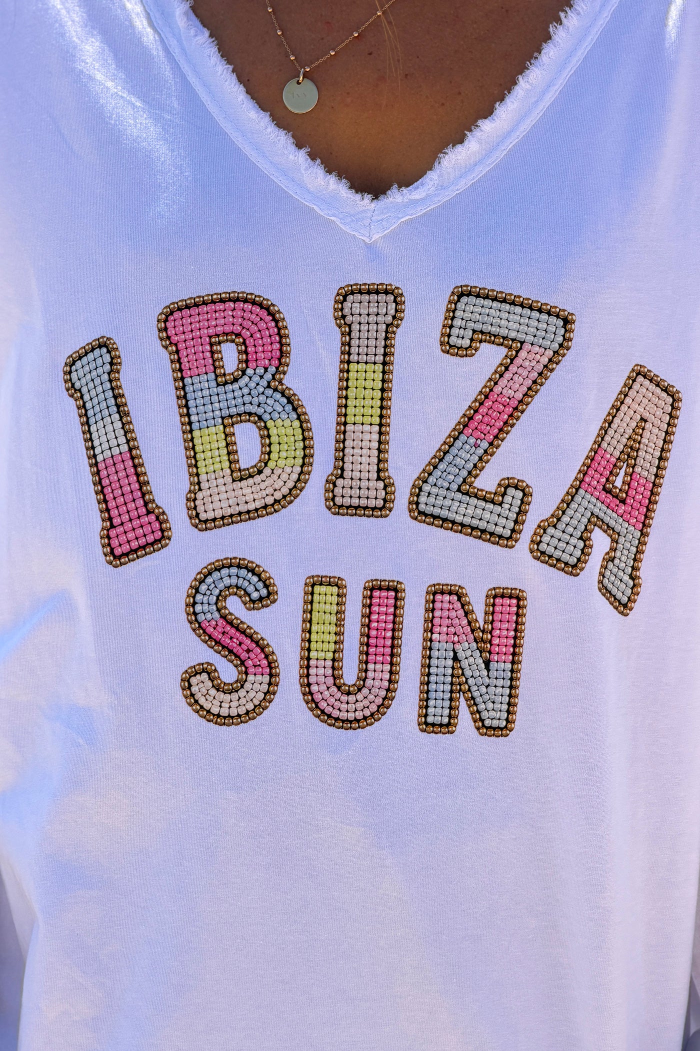 White “La Dolce Vita” V-Neck Tee