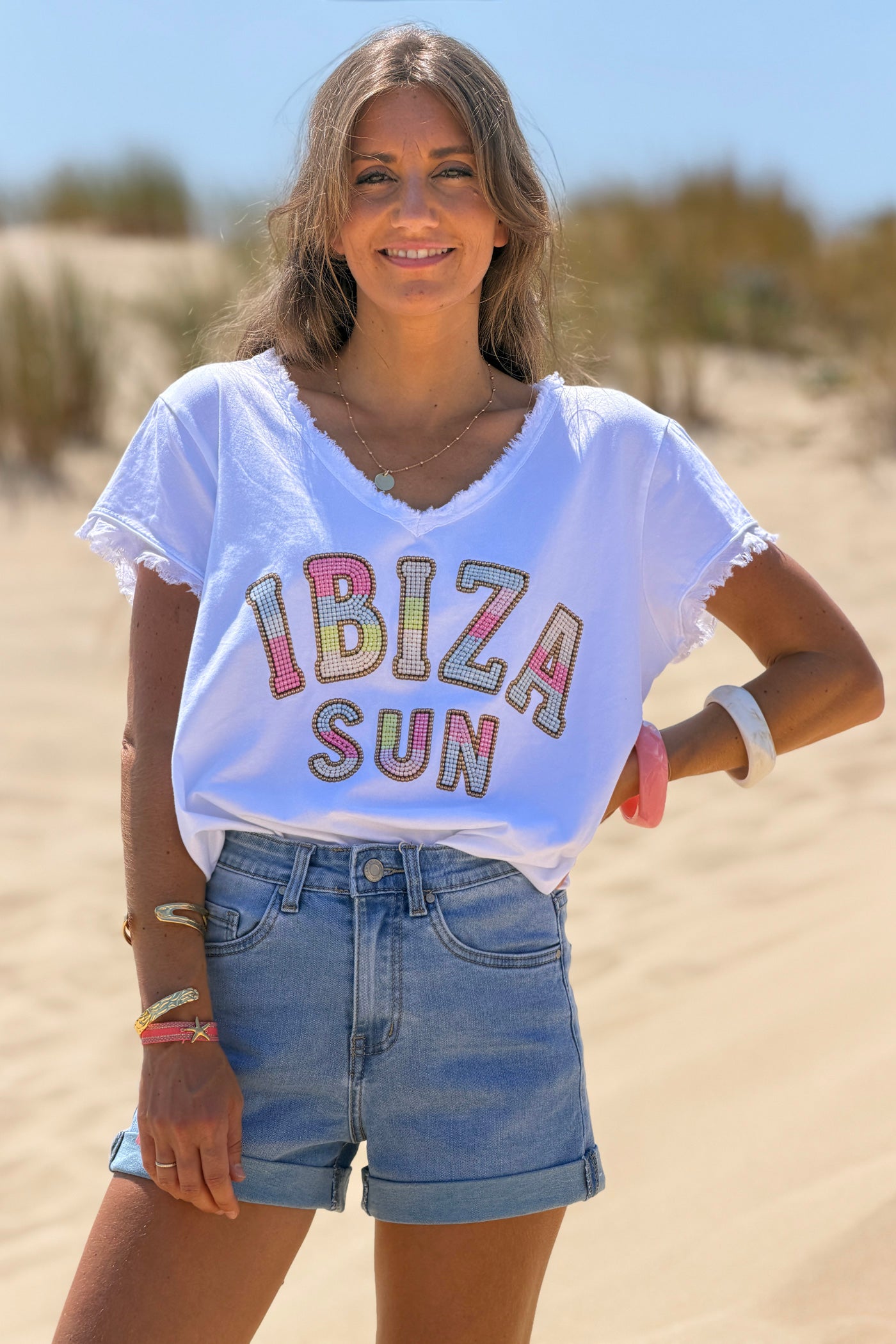 White “La Dolce Vita” V-Neck Tee