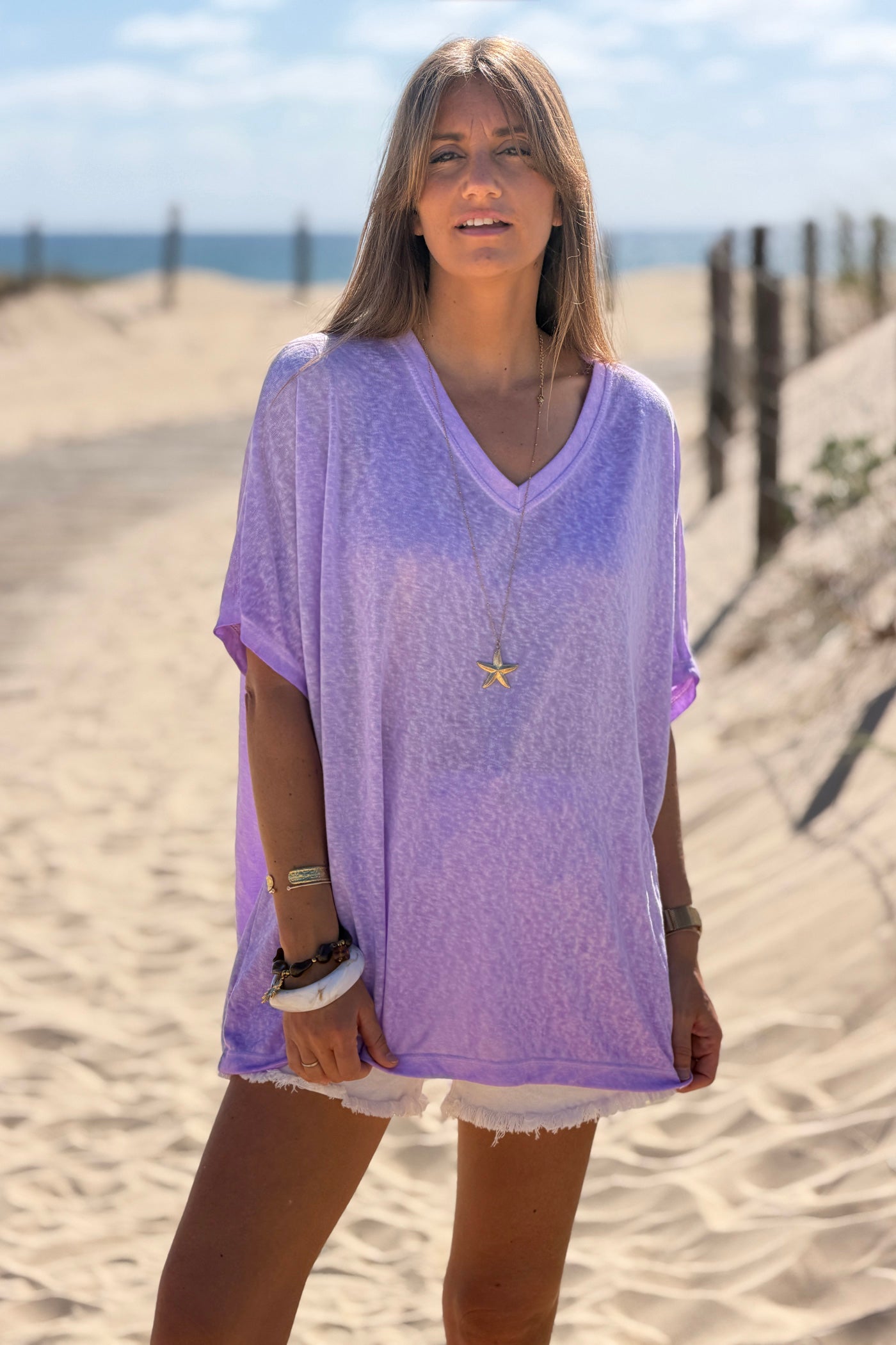 Lilac Relaxed Fit Batwing Super Soft Tee.