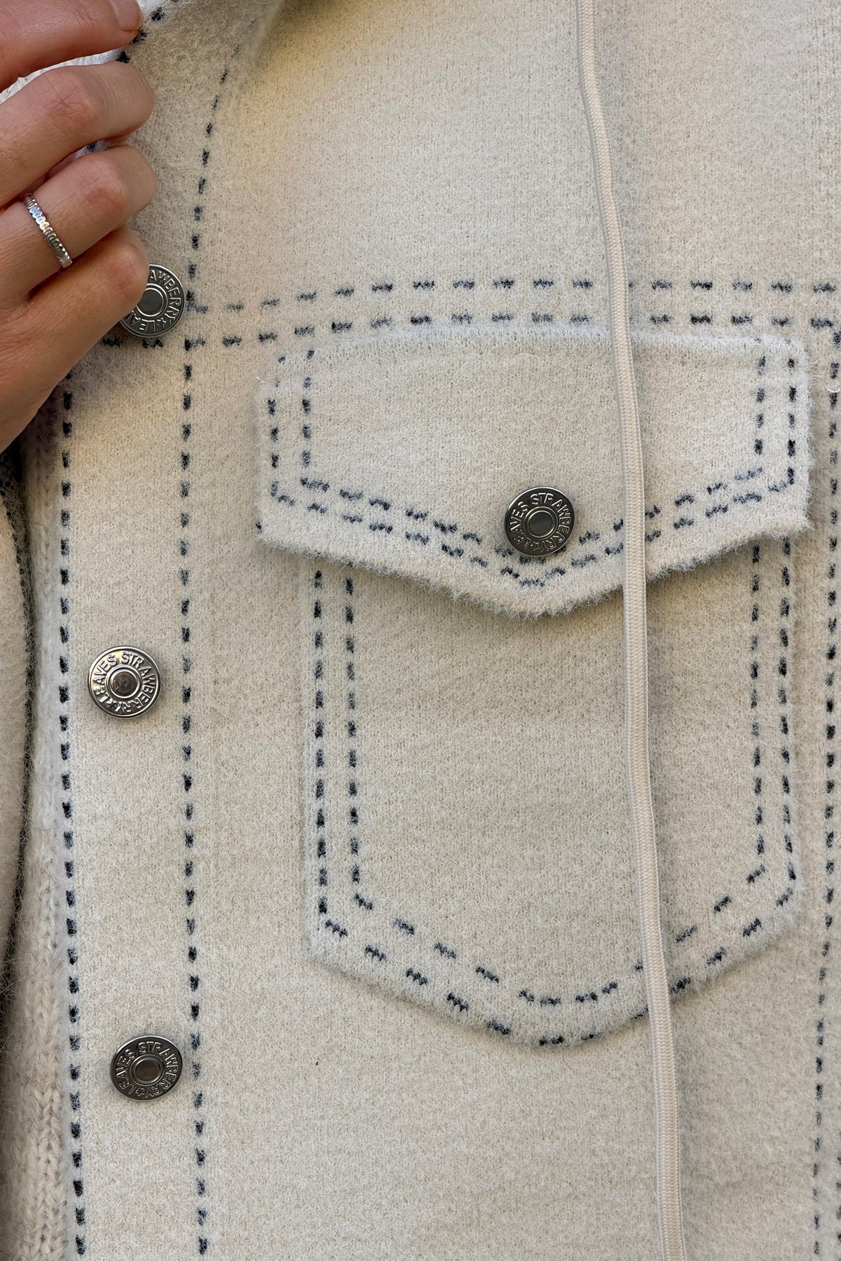 Cream Suedette Jacket with Ribbed Hoodie