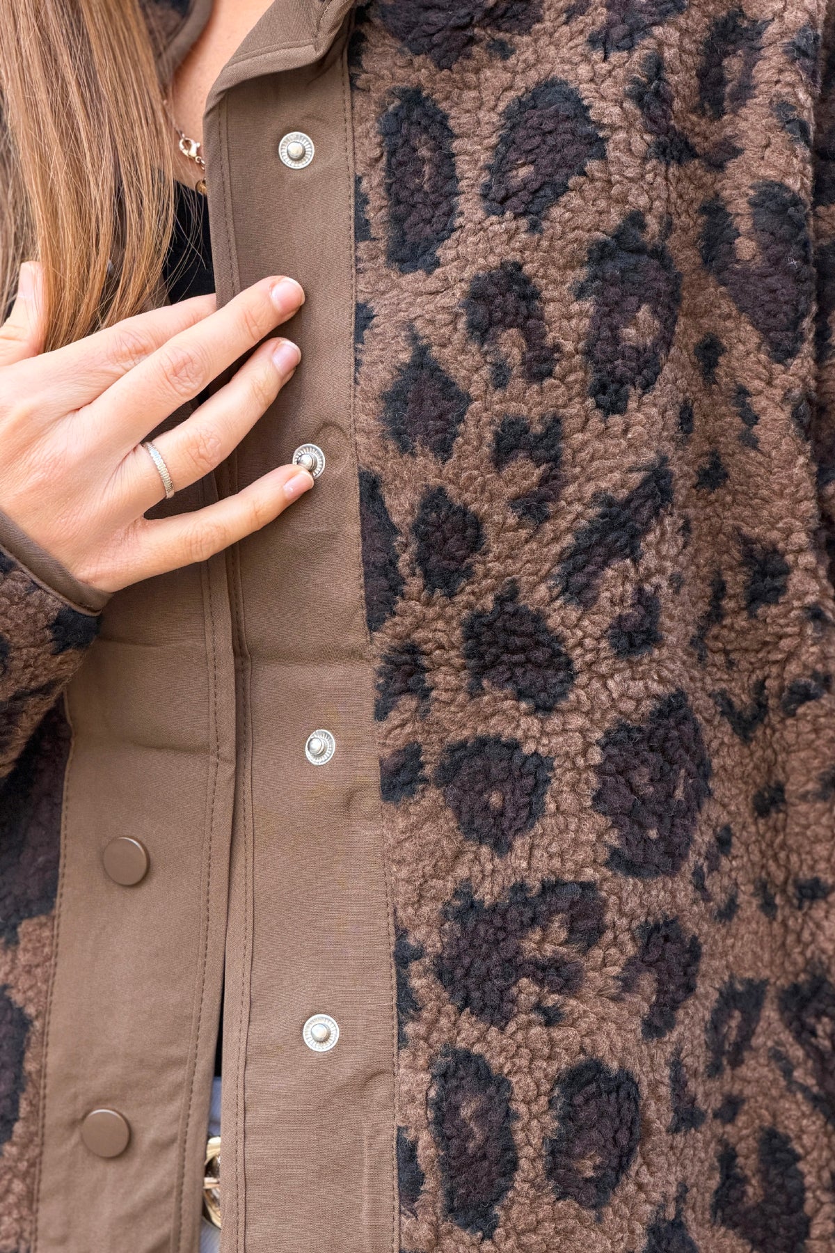 Brown Leopard Sherpa Coat