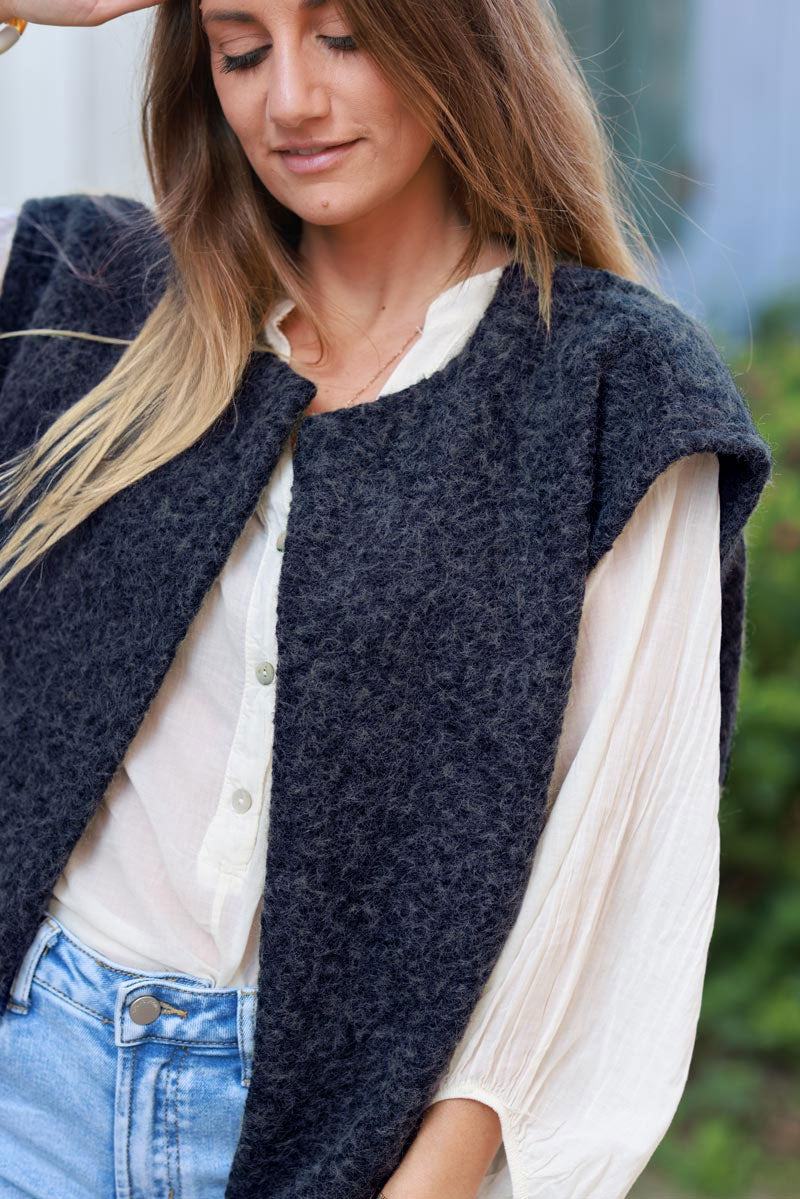 Navy Texture Knit Vest