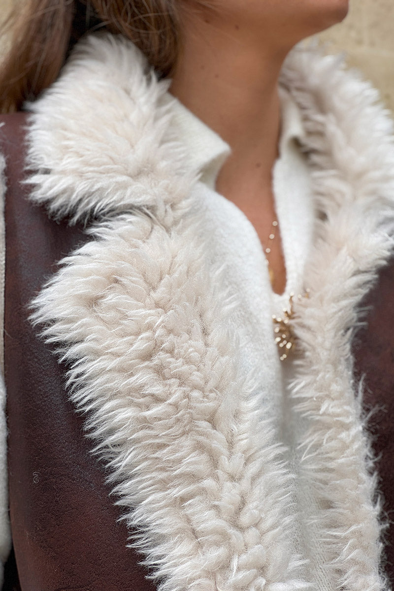 Chocolate Brown Suedette Sherpa Vest