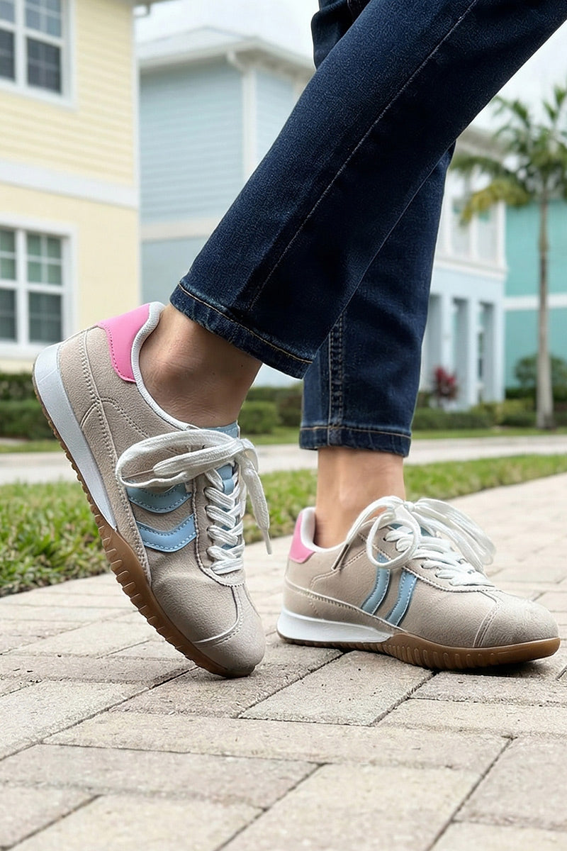 Beige Vintage Stripe Sport Sneaker