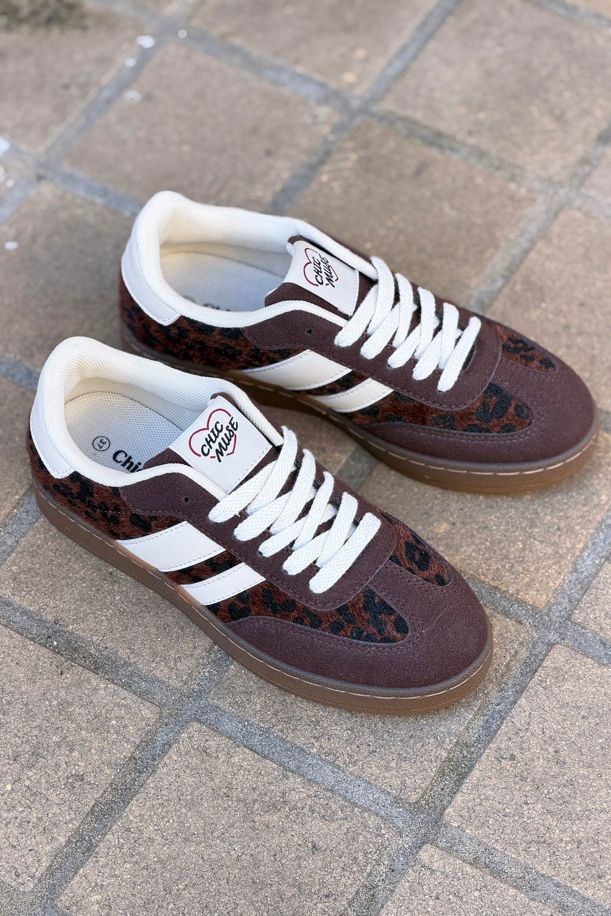 Chocolate Leopard Print Sporty Vintage Sneakers