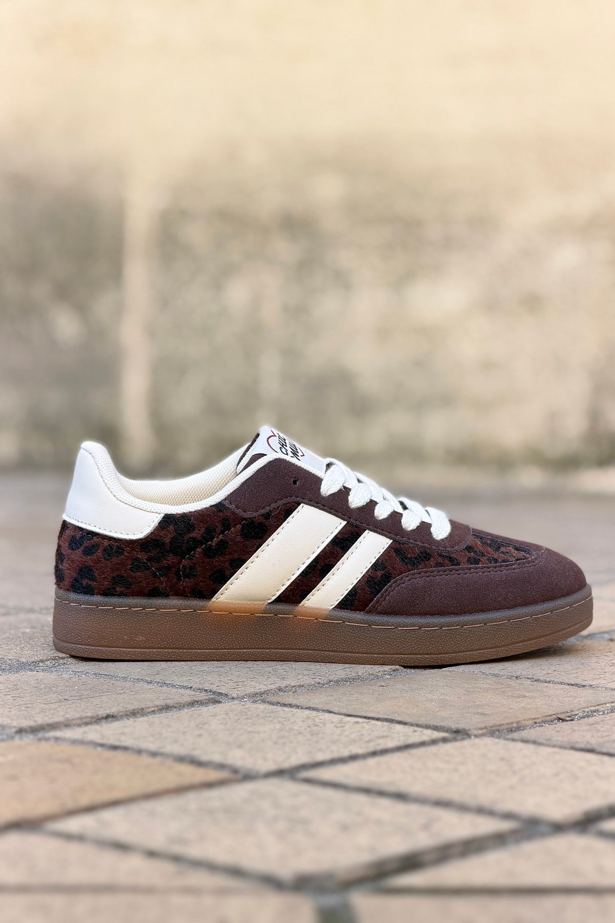 Chocolate Leopard Print Sporty Vintage Sneakers