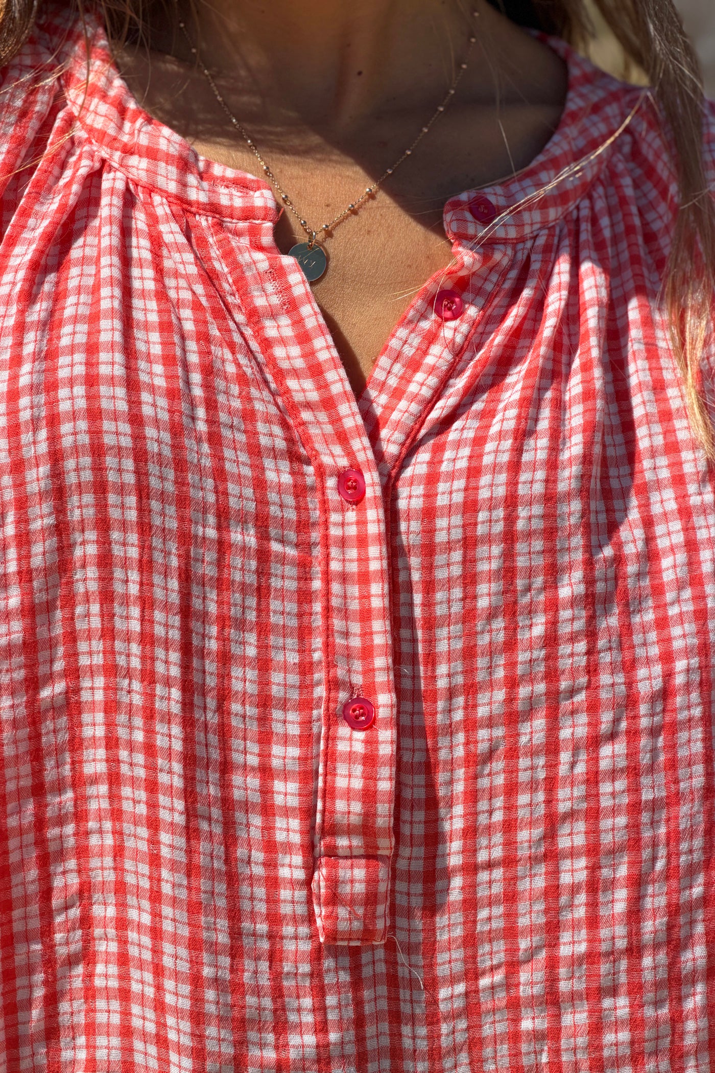 Orange Gingham Flowy Tunic
