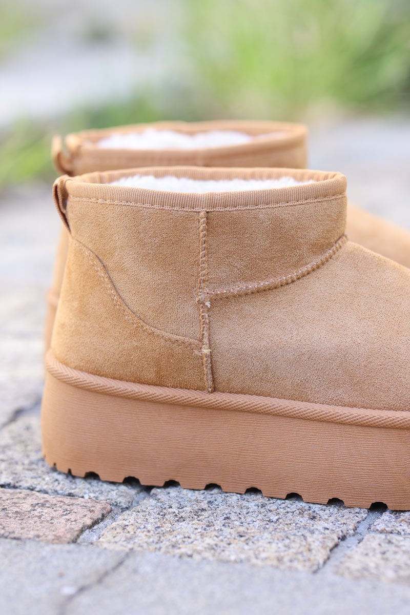 Hannah Camel Suedette Platform Comfort Mini Boots
