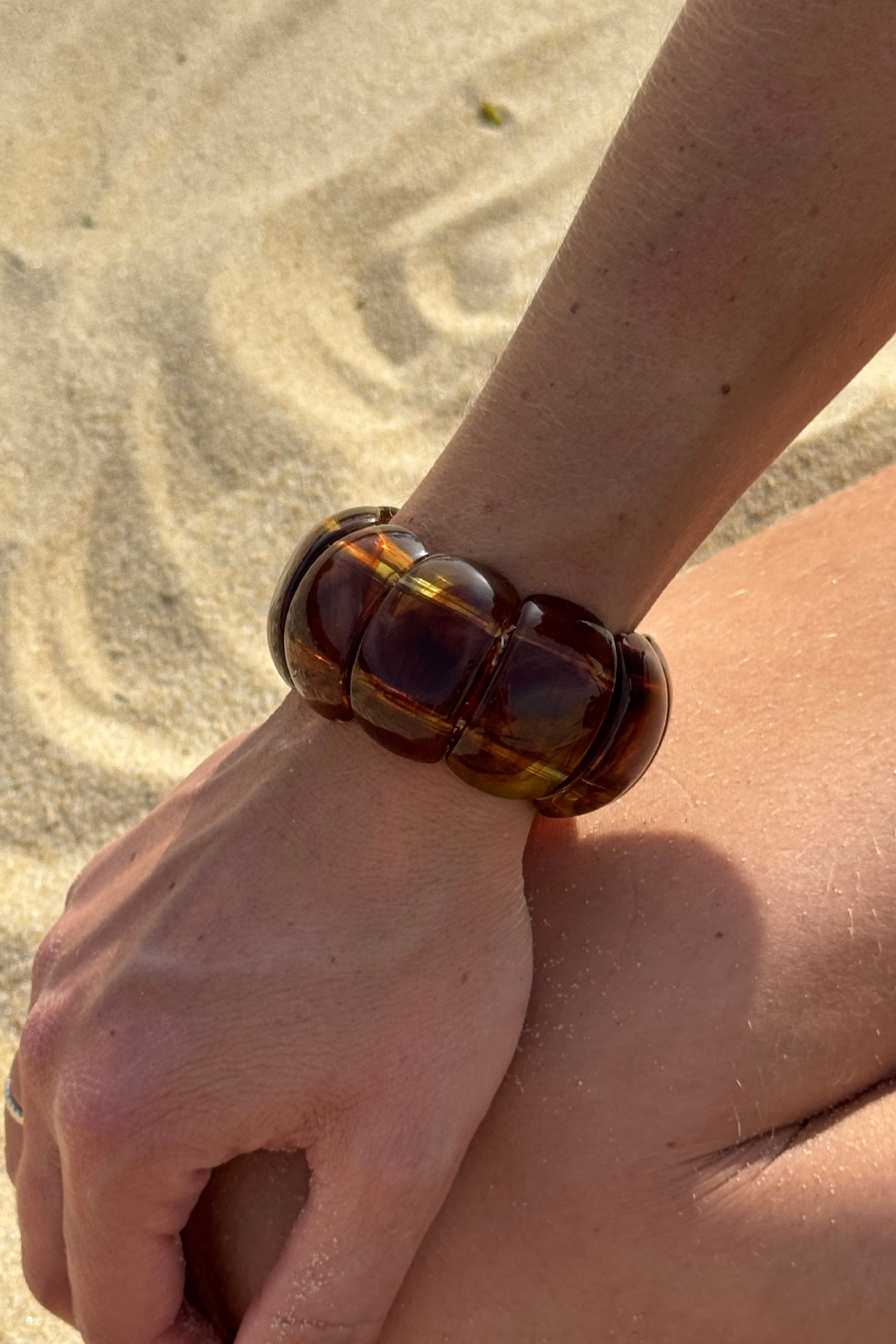 Amber Faux Bead Stretch Statement Bracelet
