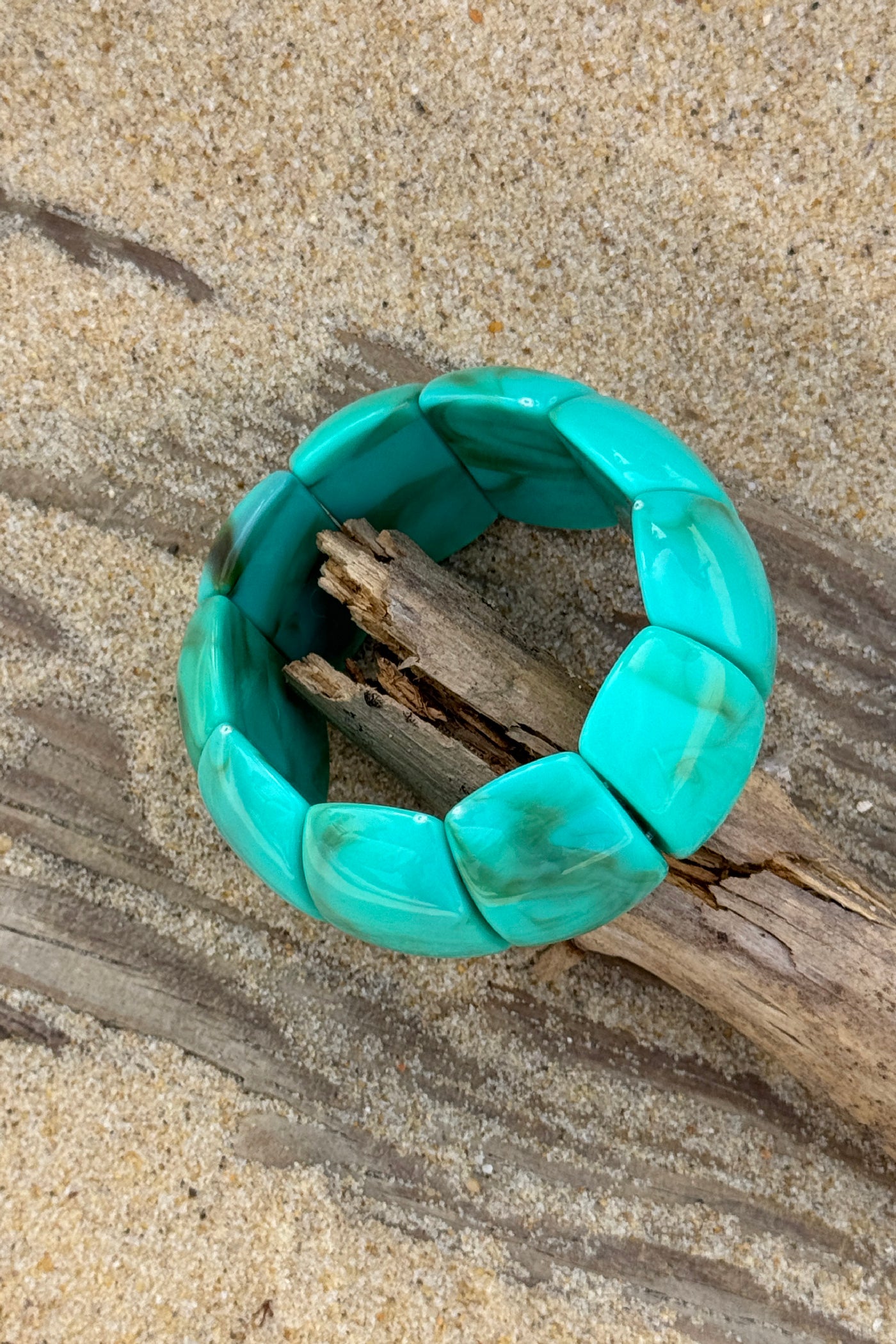 Turquoise Faux Bead Stretch Statement Bracelet