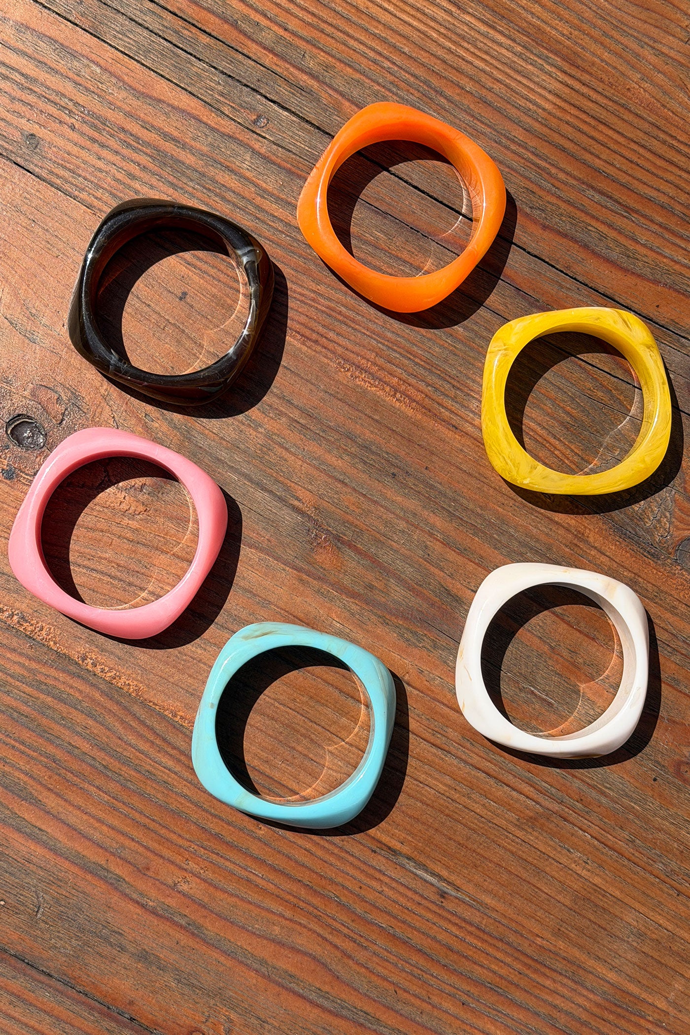 Bracelet jonc en résine marbré turquoise