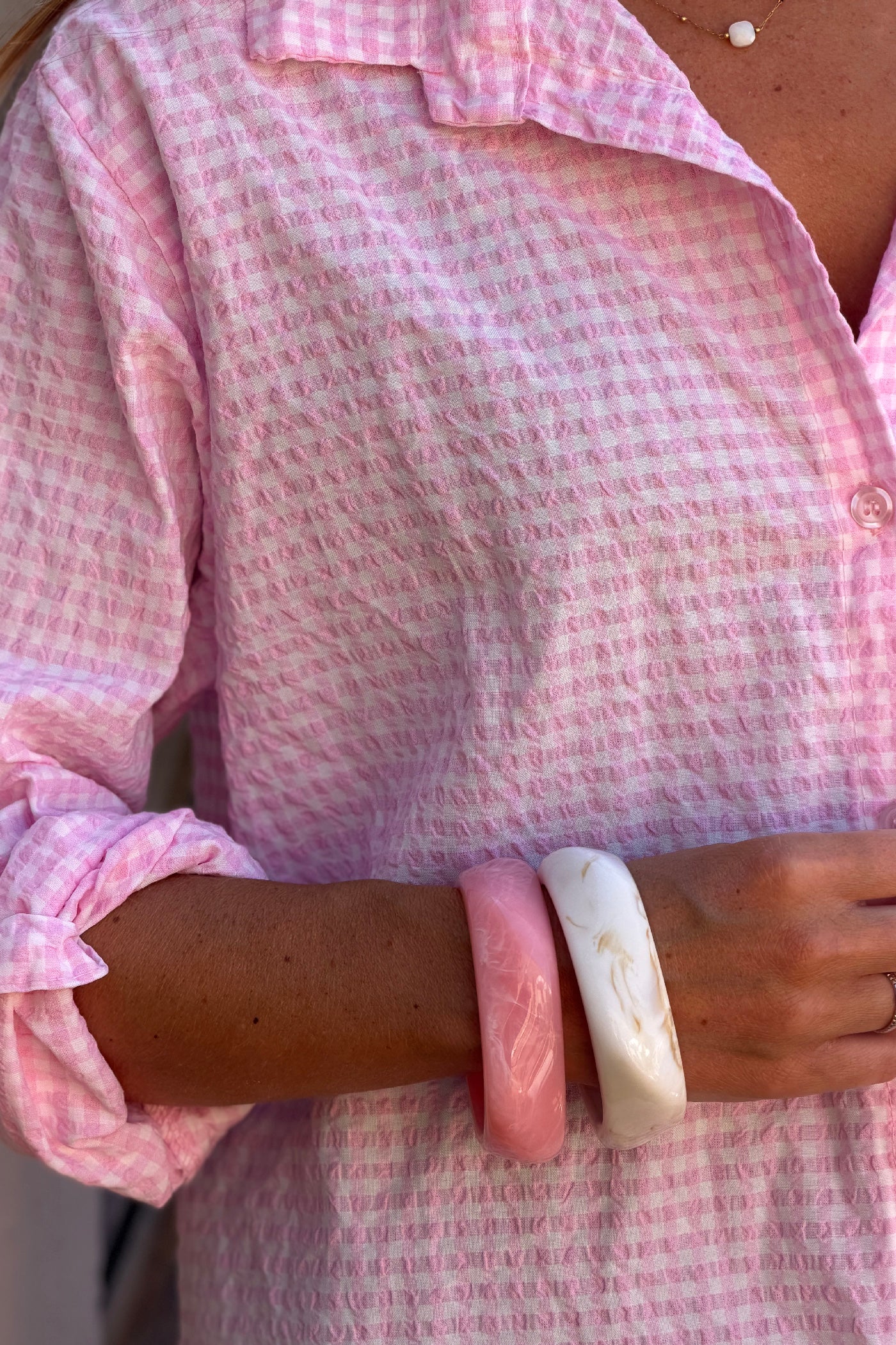 Pink Geo Chunky Lucite Bangle