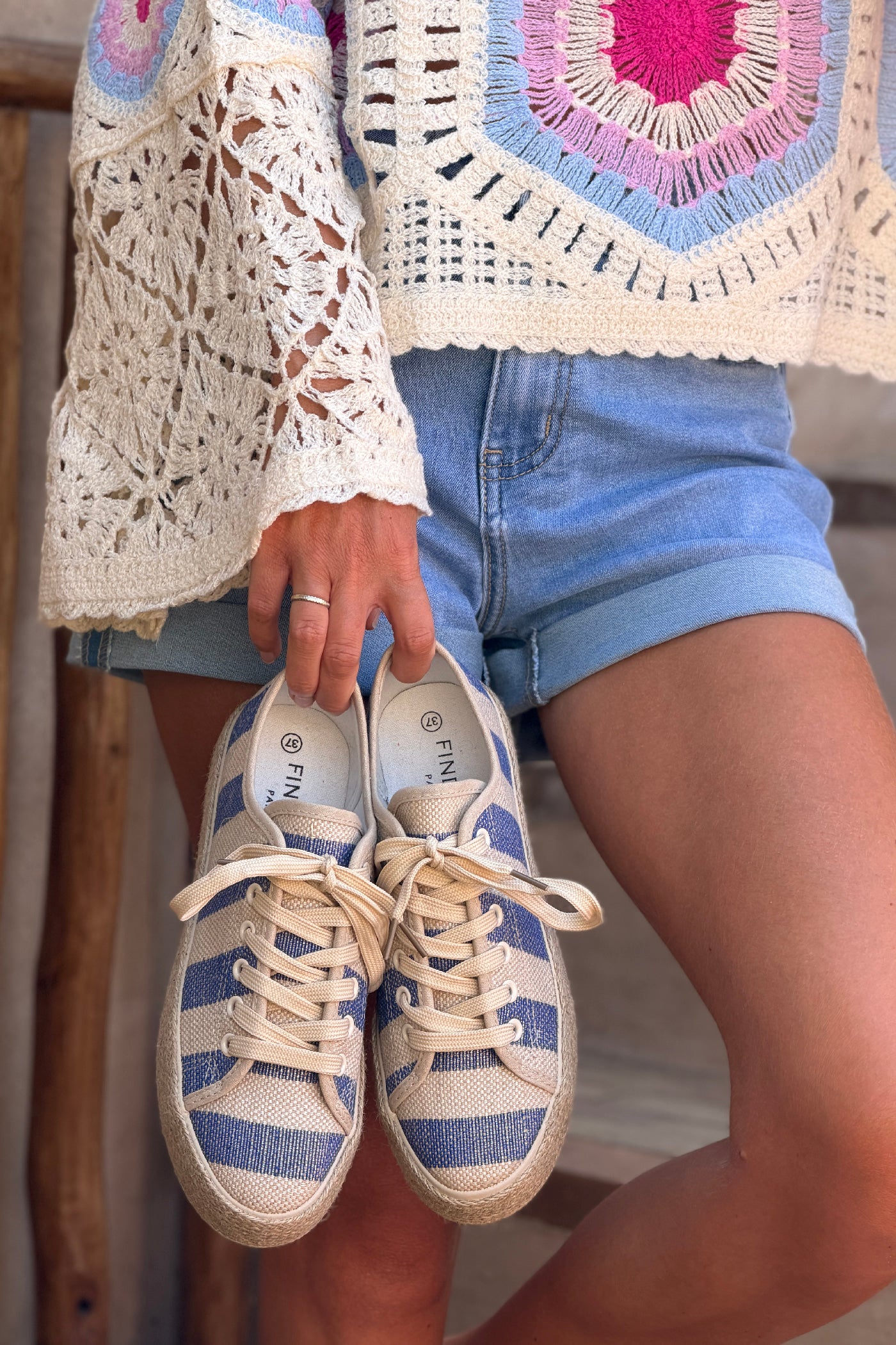 Blue Stripe Canvas Espadrille Sneakers