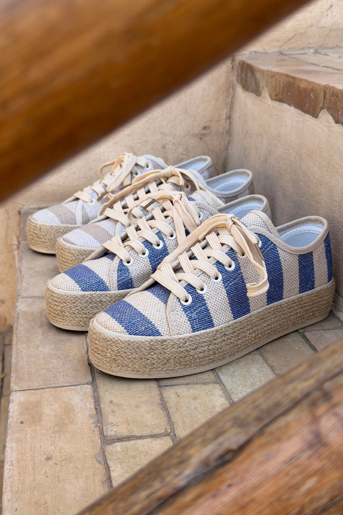 Blue Stripe Canvas Espadrille Sneakers
