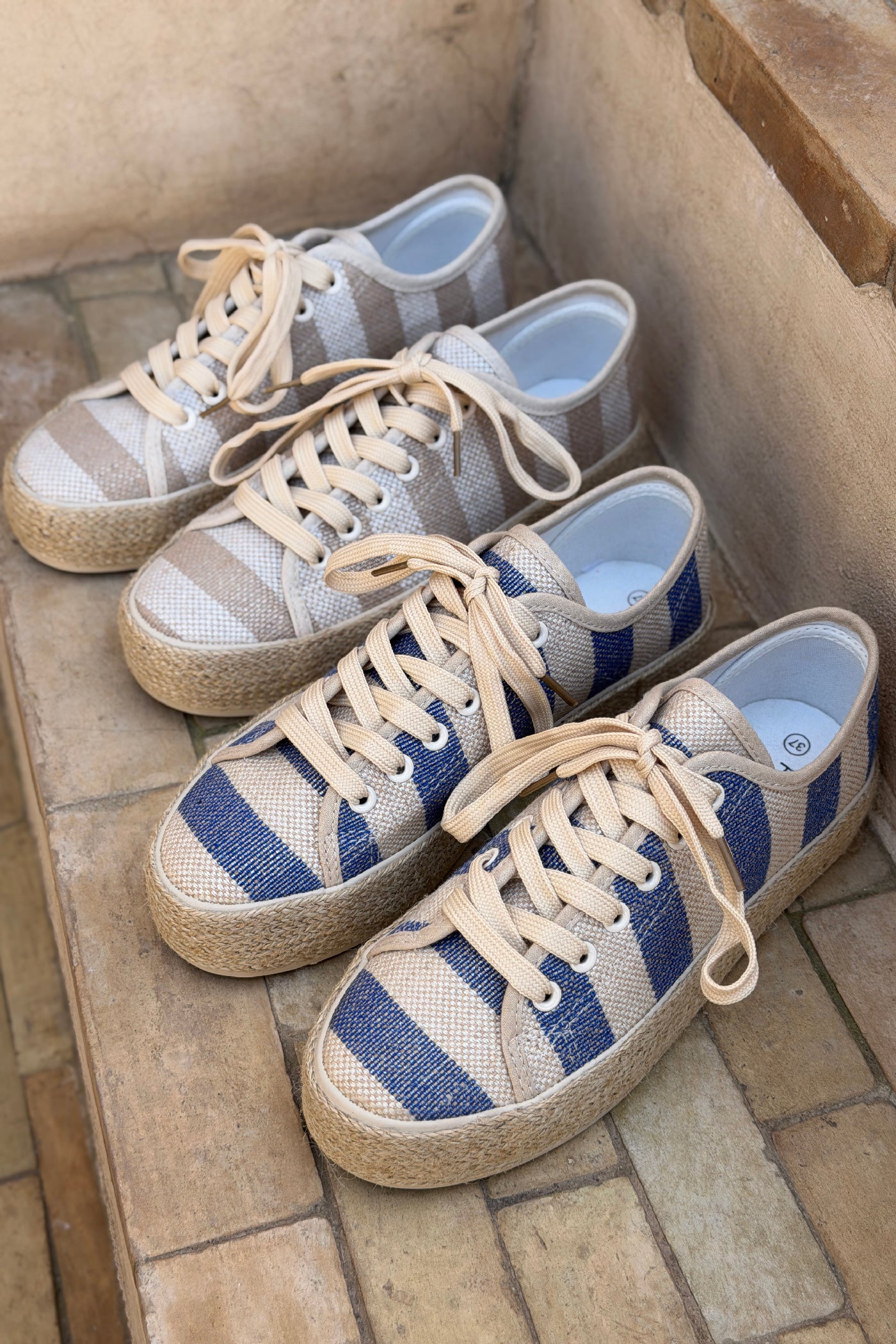 Blue Stripe Canvas Espadrille Sneakers
