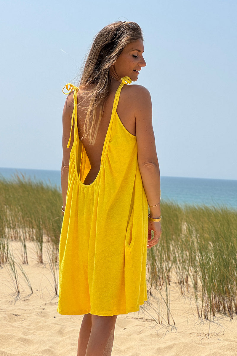 Yellow Gauze Tie-Shoulder Playsuit