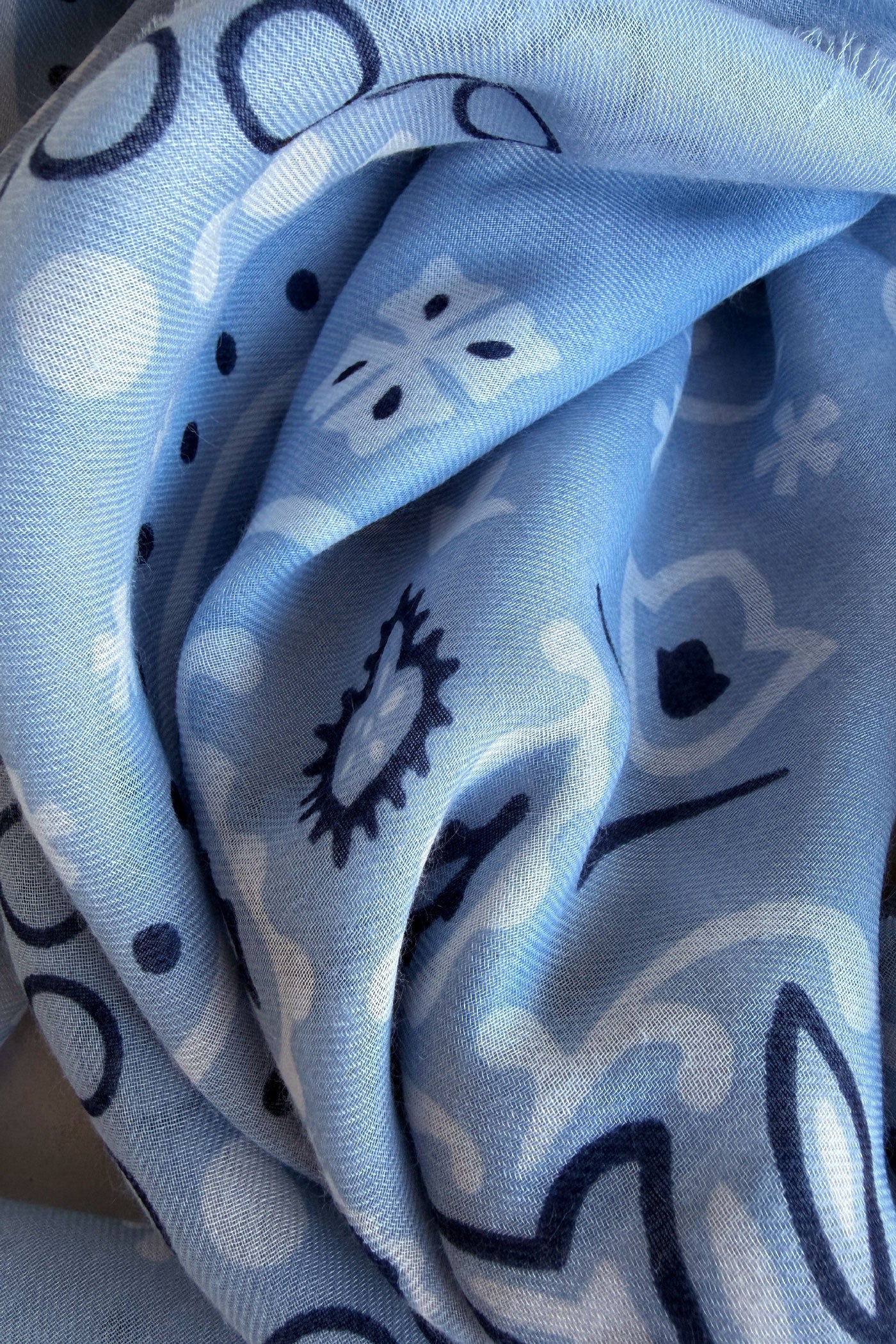 Écharpe foulard bleu ciel imprimé Bandana tout doux