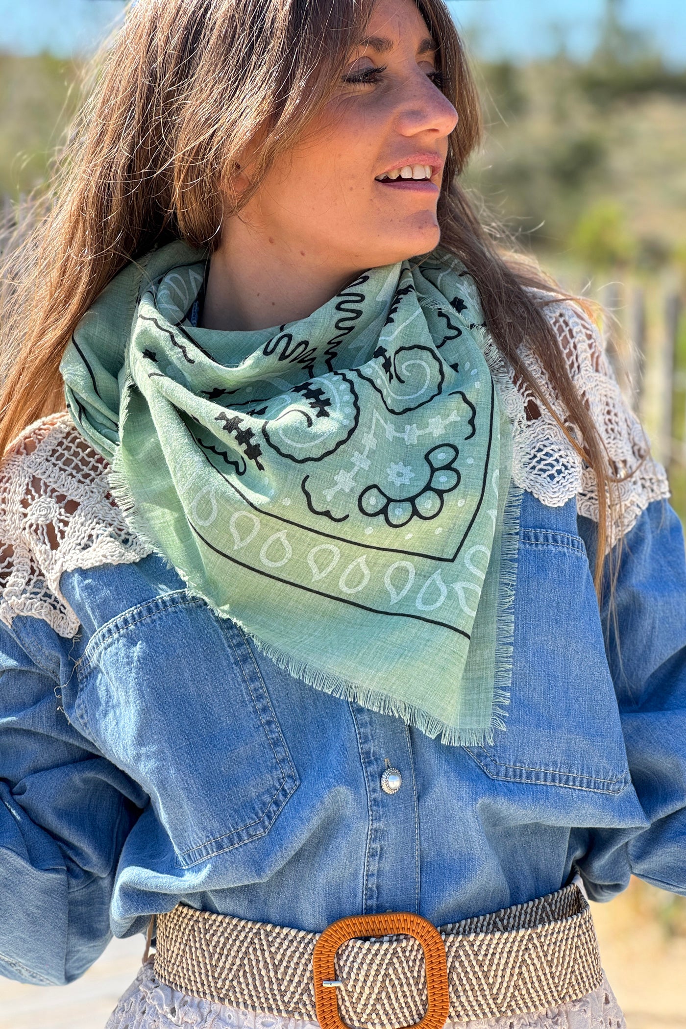 Sage Paisley Classic Bandana