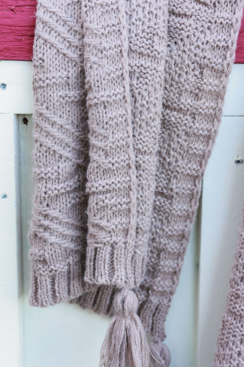 Taupe Cable Knit Sweater Scarf