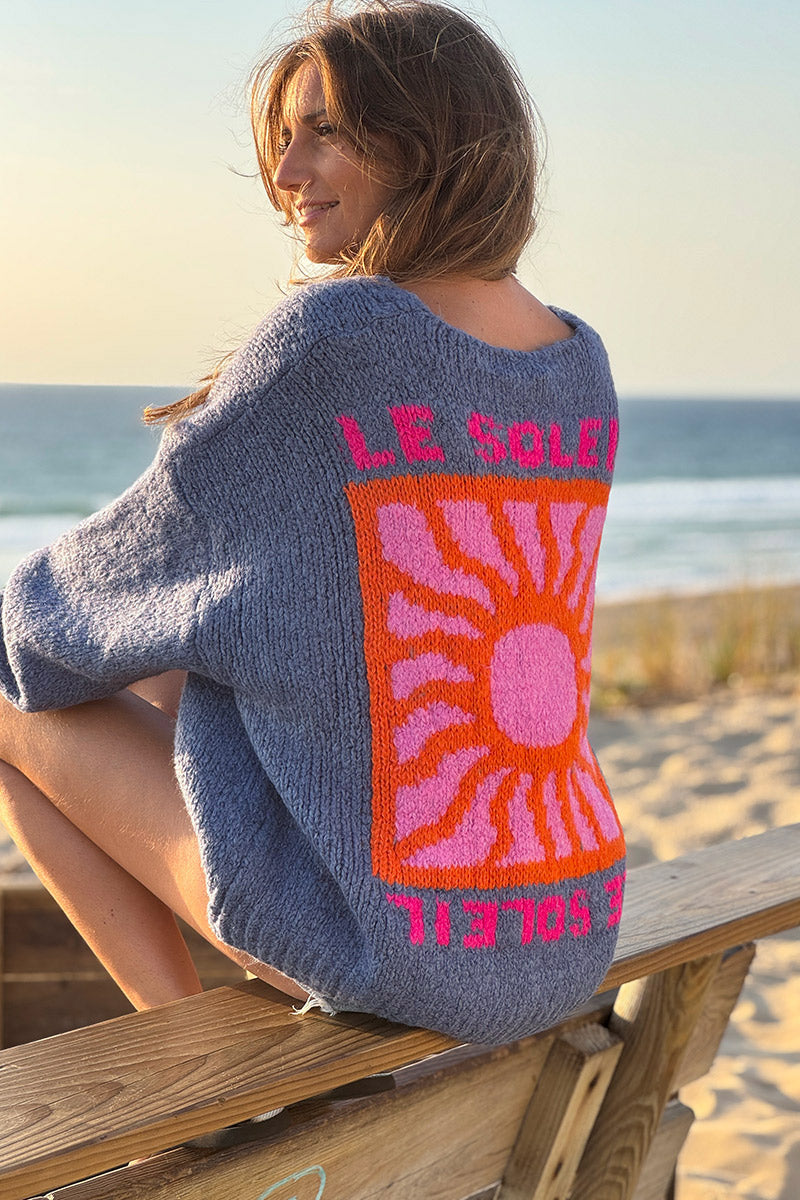 Blue Jean Knit “Le Soleil” Cardigan Sweater 