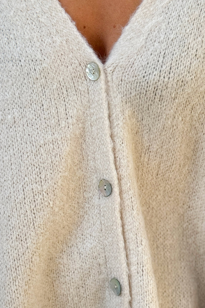Cream Mohair Blend Knit Vest