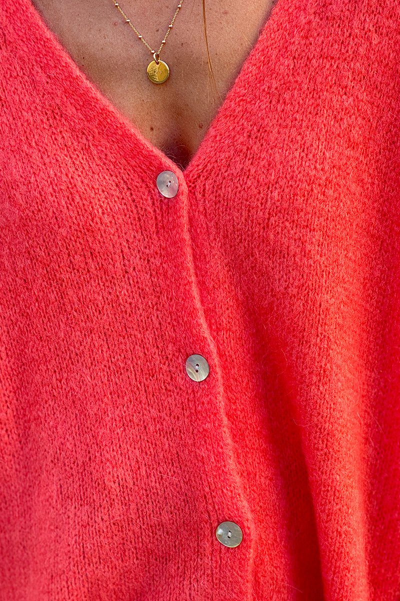 Coral Mohair Blend Knit Vest