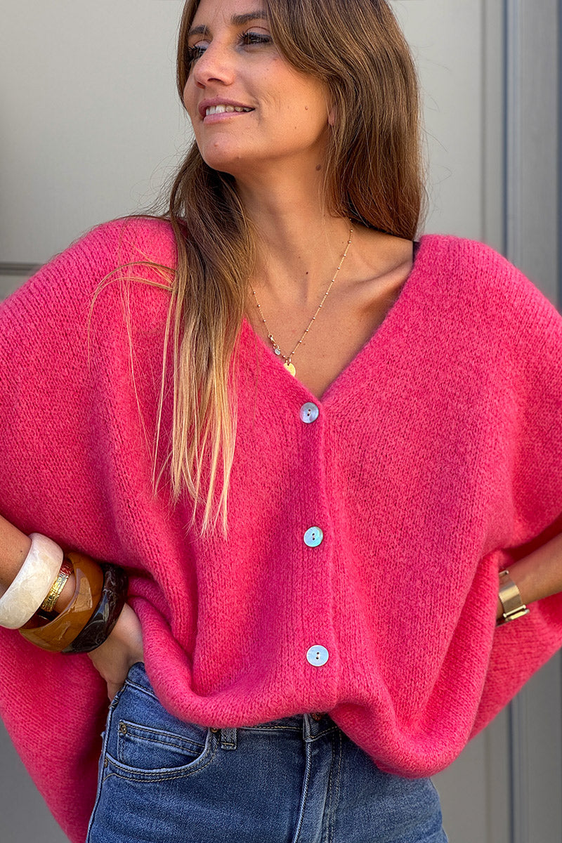 Fuchsia Mohair Blend Knit Vest