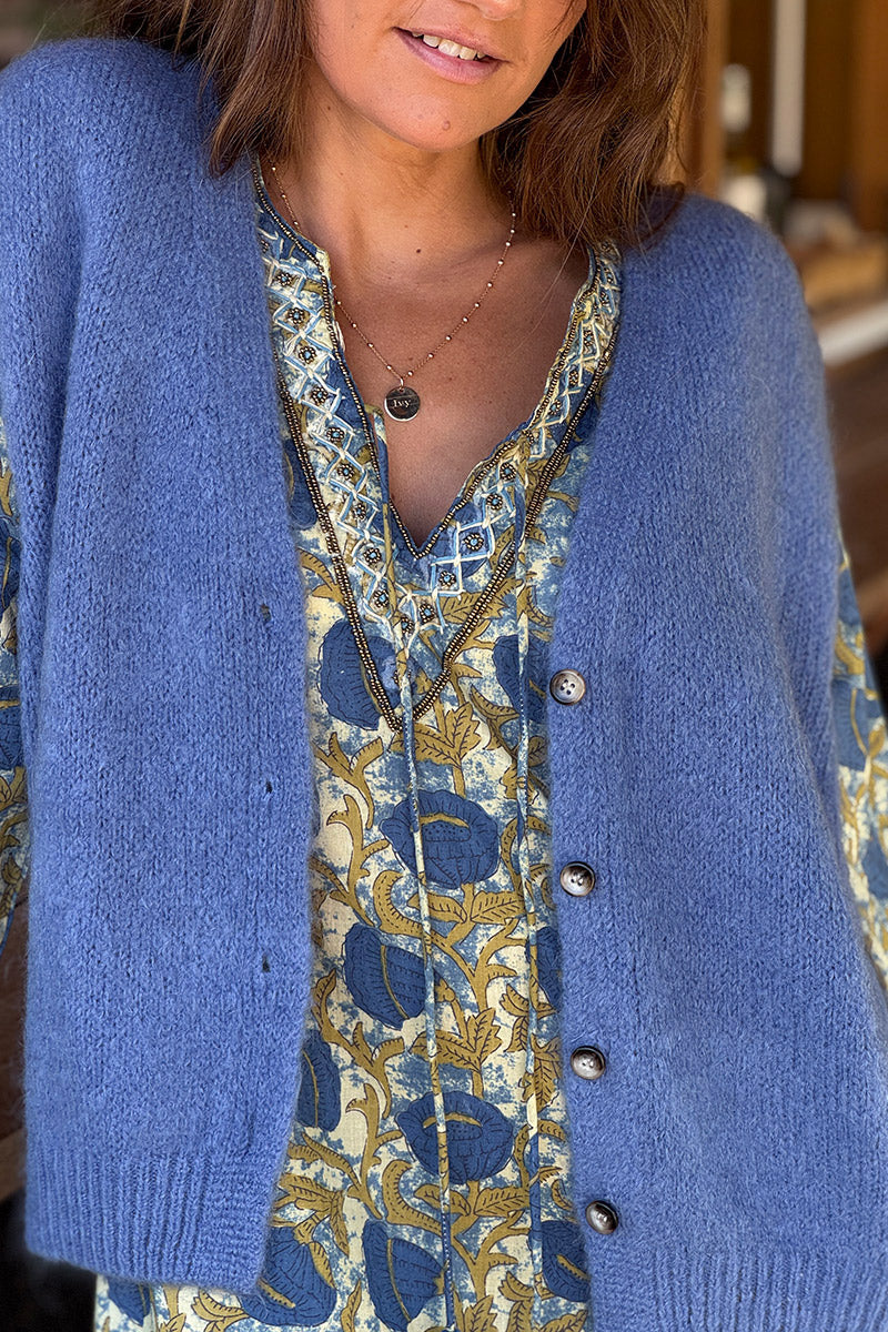 Blue Jean Soft Knit Wool Blend Vest