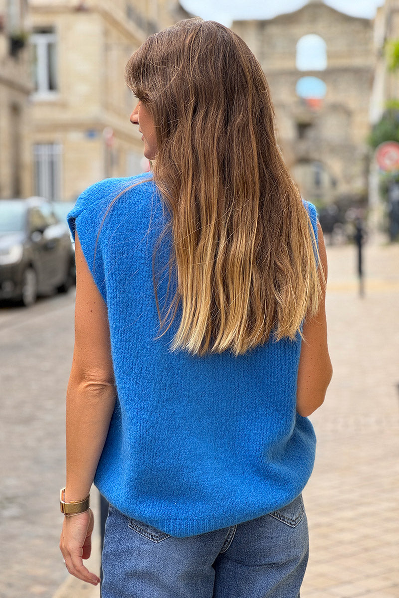 Royal blue Soft Knit Wool Blend Vest