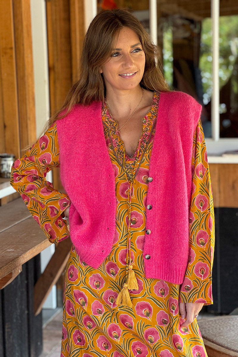 Fuchsia Soft Knit Wool Blend Vest