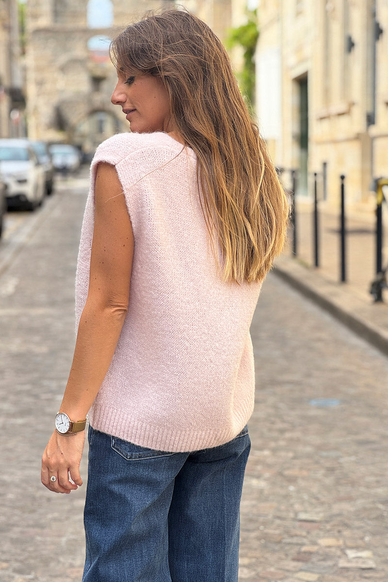 Light Pink Soft Knit Wool Blend Vest
