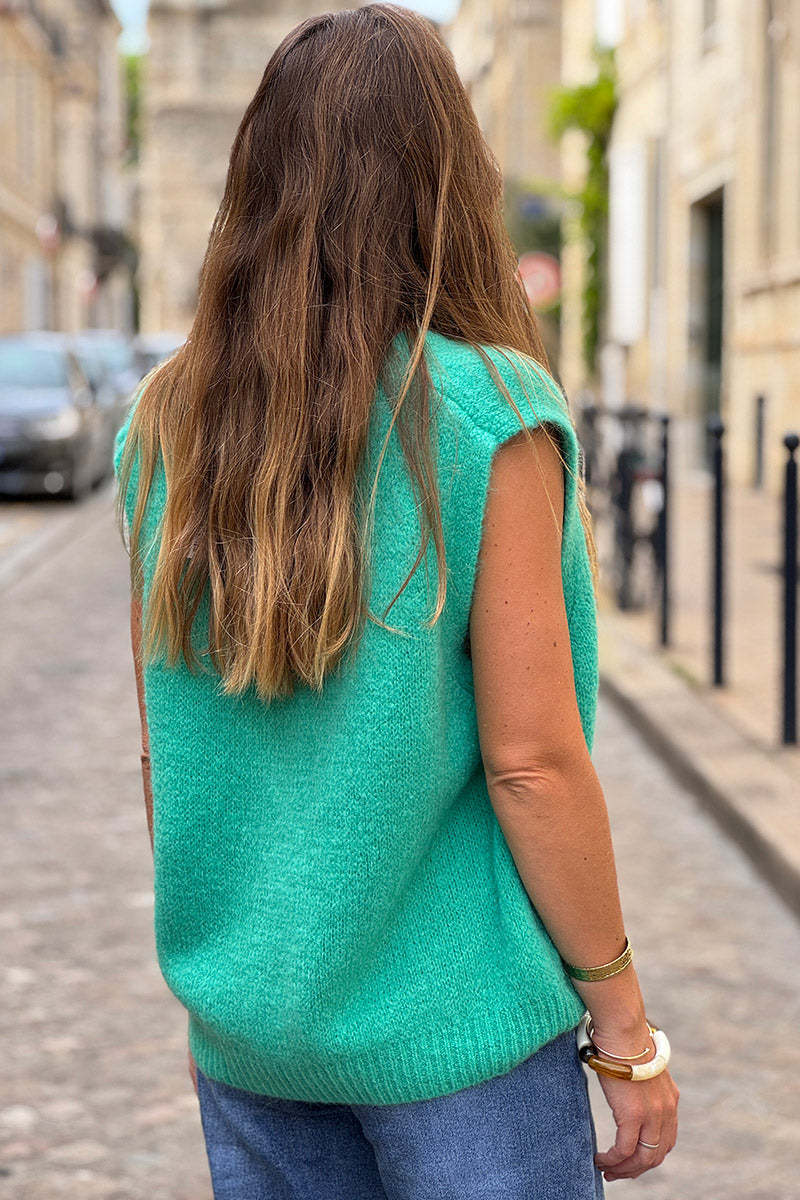 Teal Soft Knit Wool Blend Vest