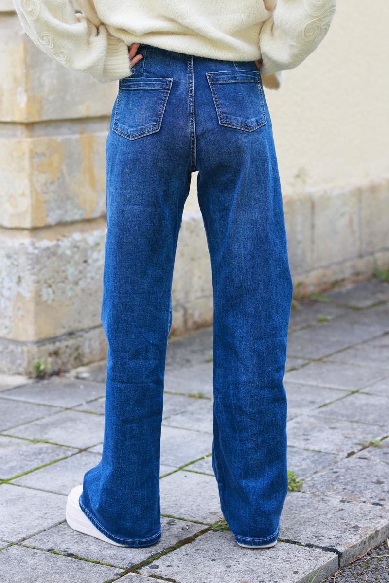 Jean foncé coupe wide très large petites poches plaquées avant