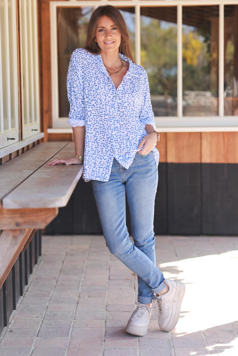 Medium Wash Sandblasted Skinny Jeans