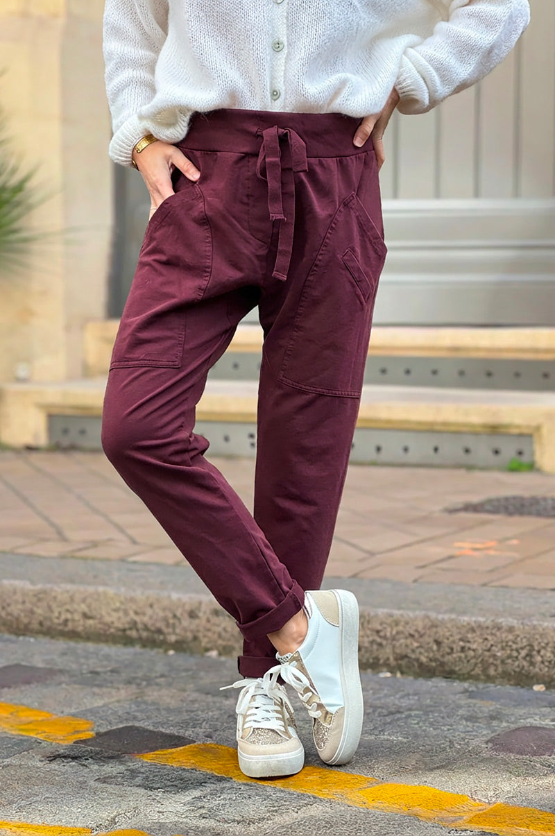 Pantalon de jogging aubergine urbain à poches