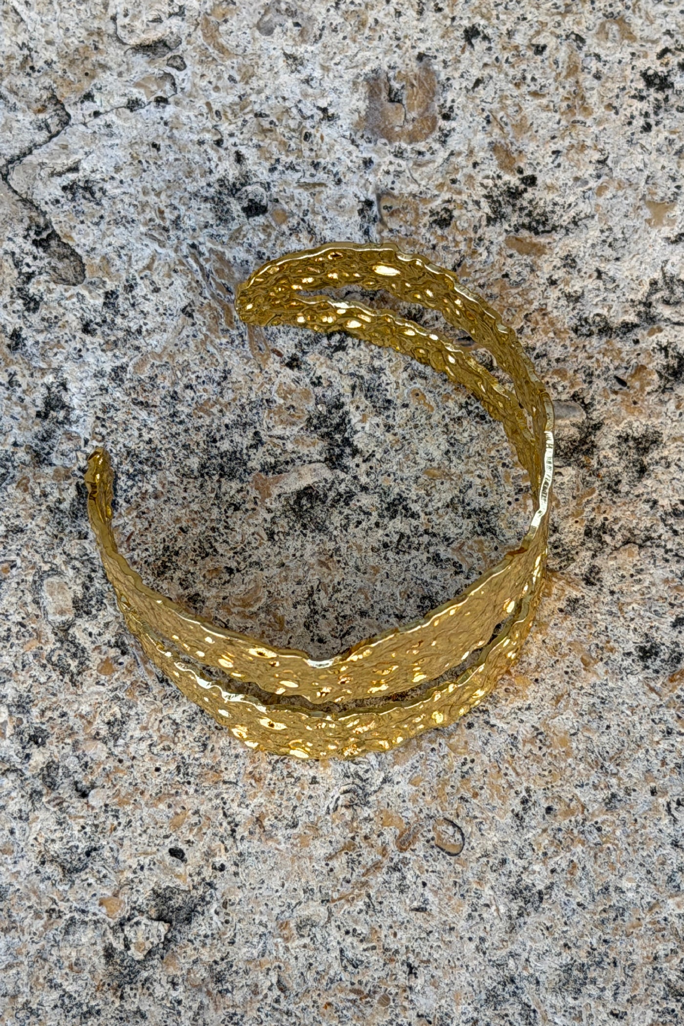 Goldtone Hammered Double Band Cuff
