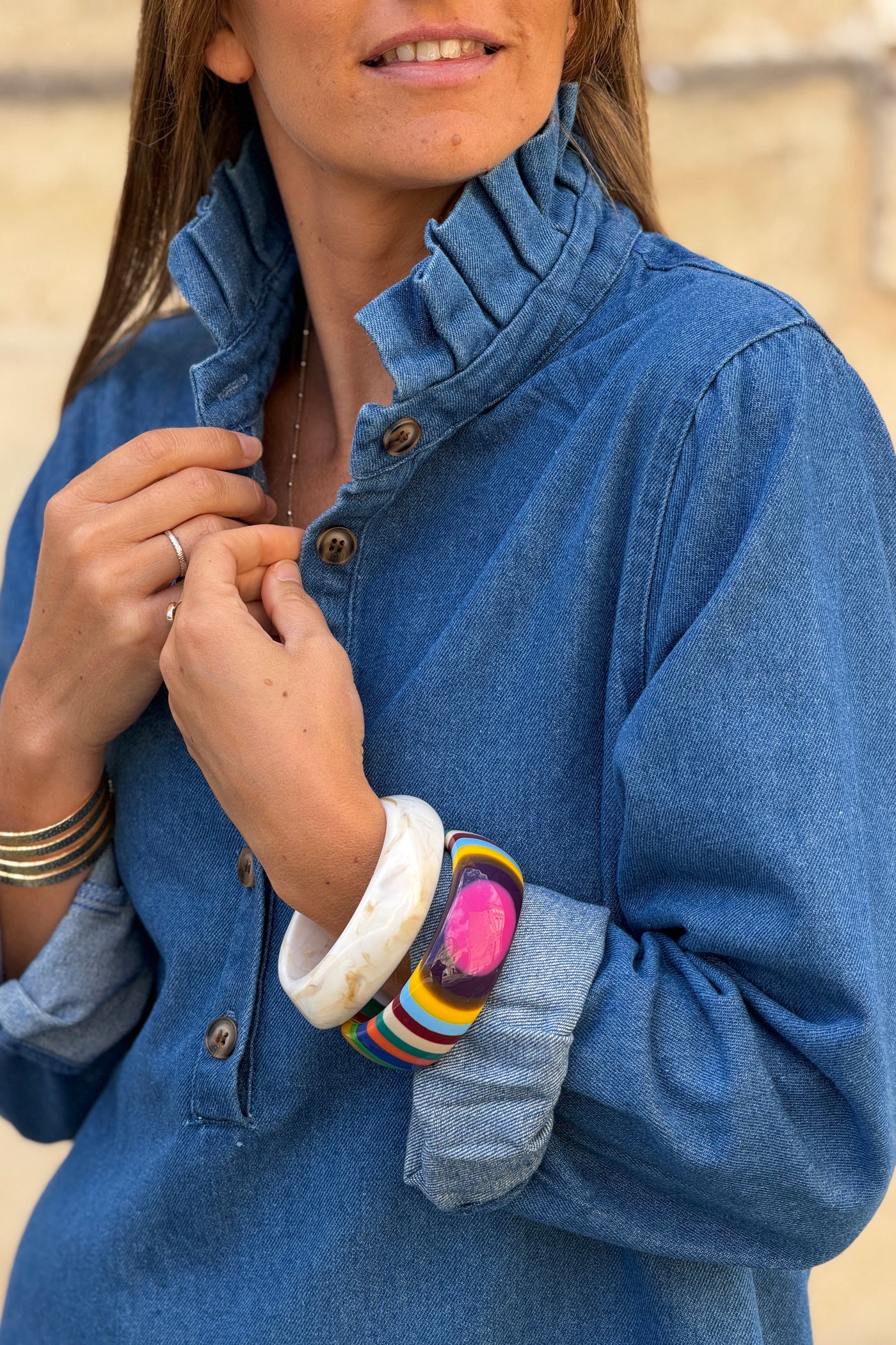 Multicolor Bullseye Rainbow Stripe Bangle