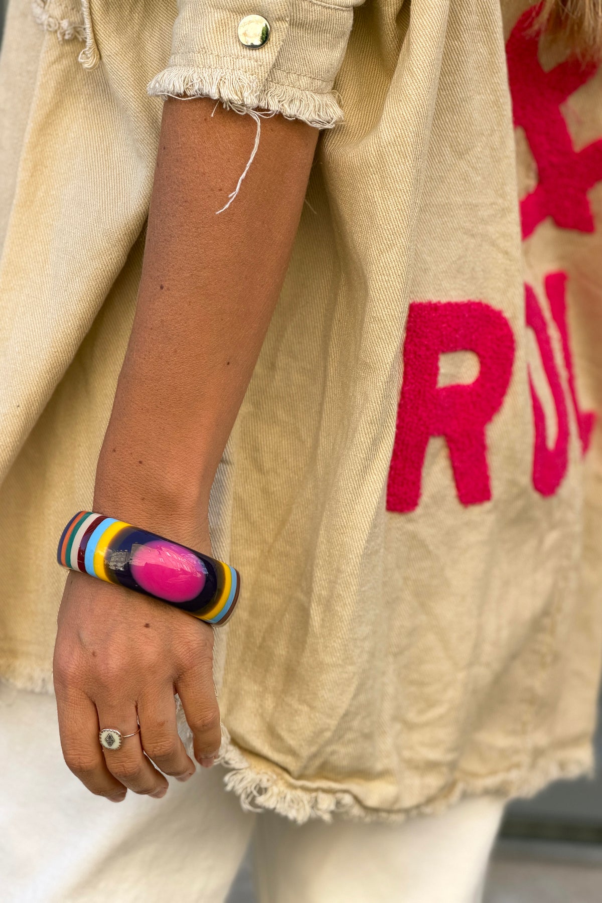 Multicolor Bullseye Rainbow Stripe Bangle