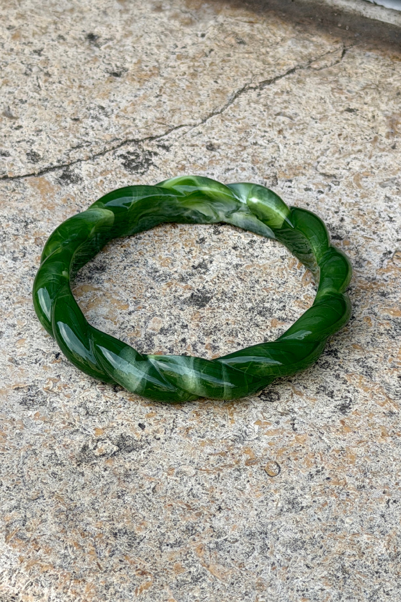 Green Twisted Resin Bangle