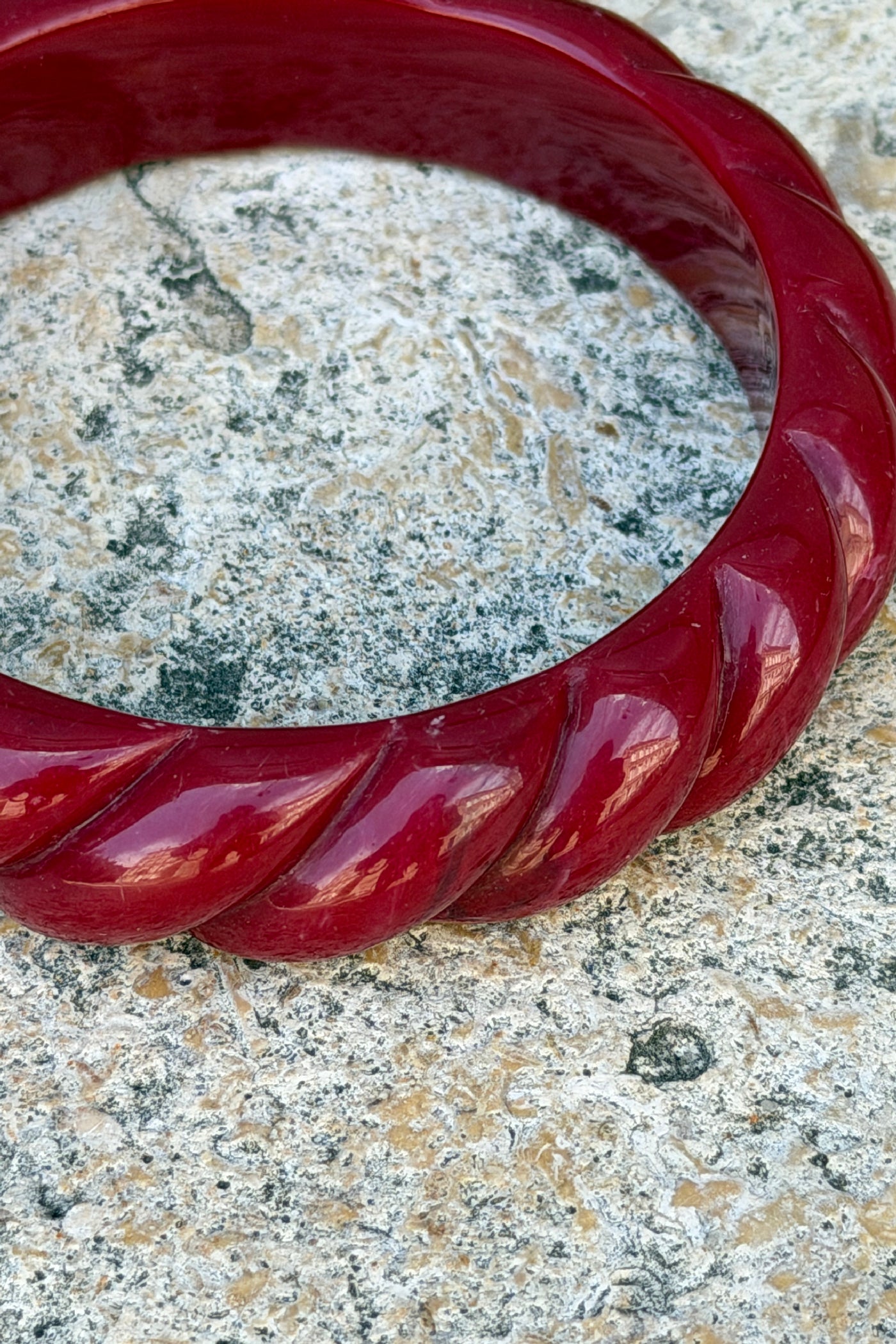 Merlot Burgundy Twisted Resin Bangle
