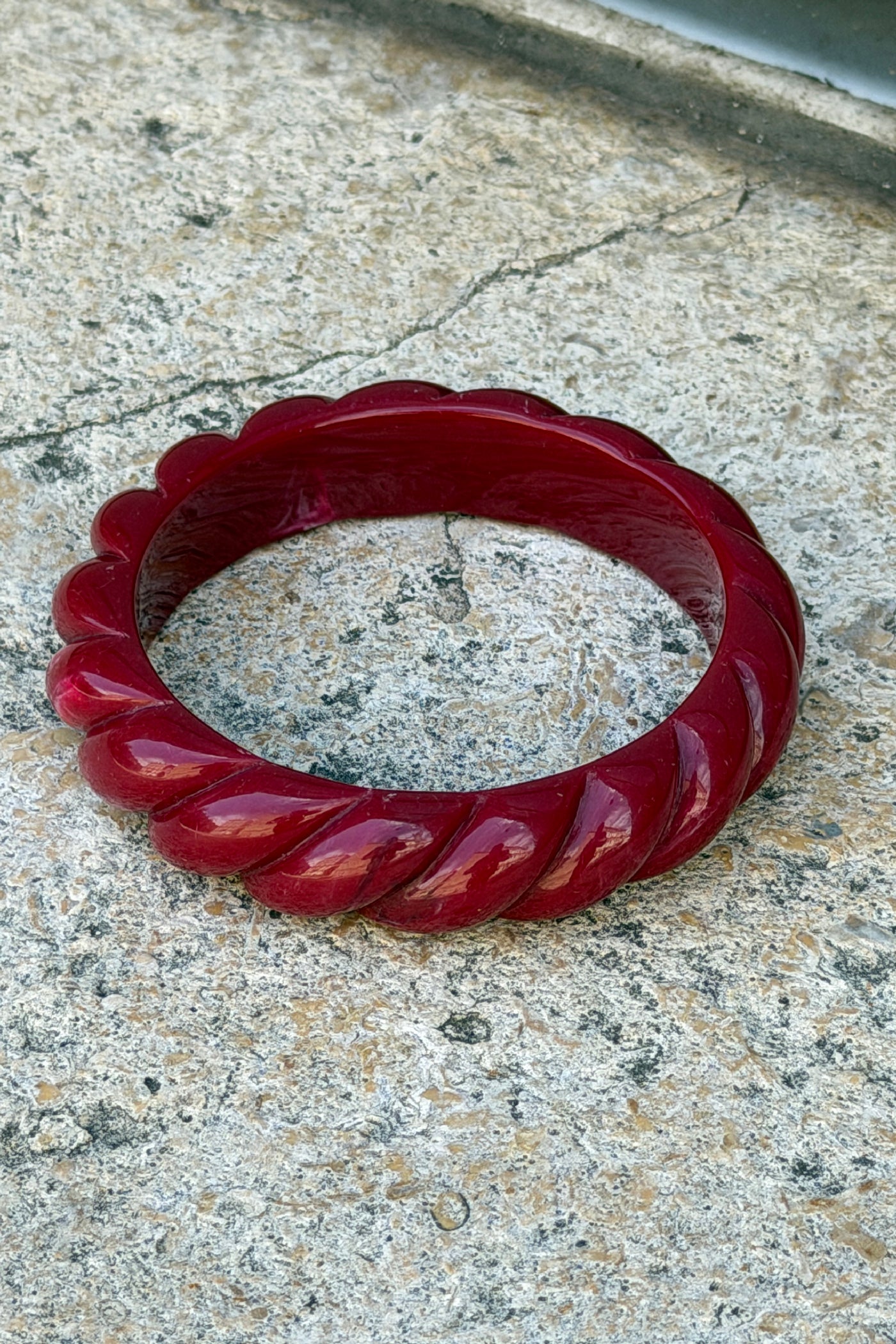 Merlot Burgundy Twisted Resin Bangle
